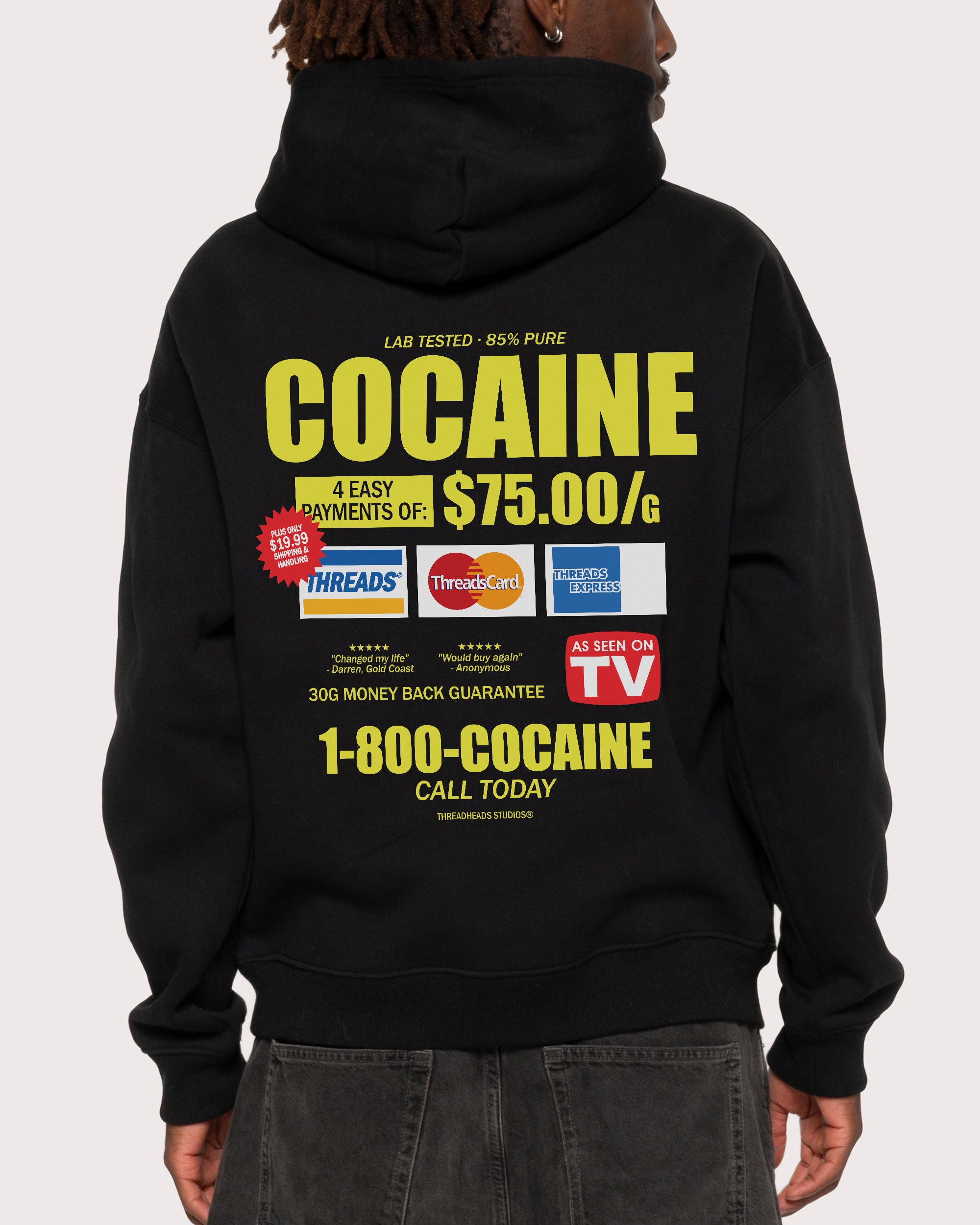 1-800-Cocaine Black Hoodie