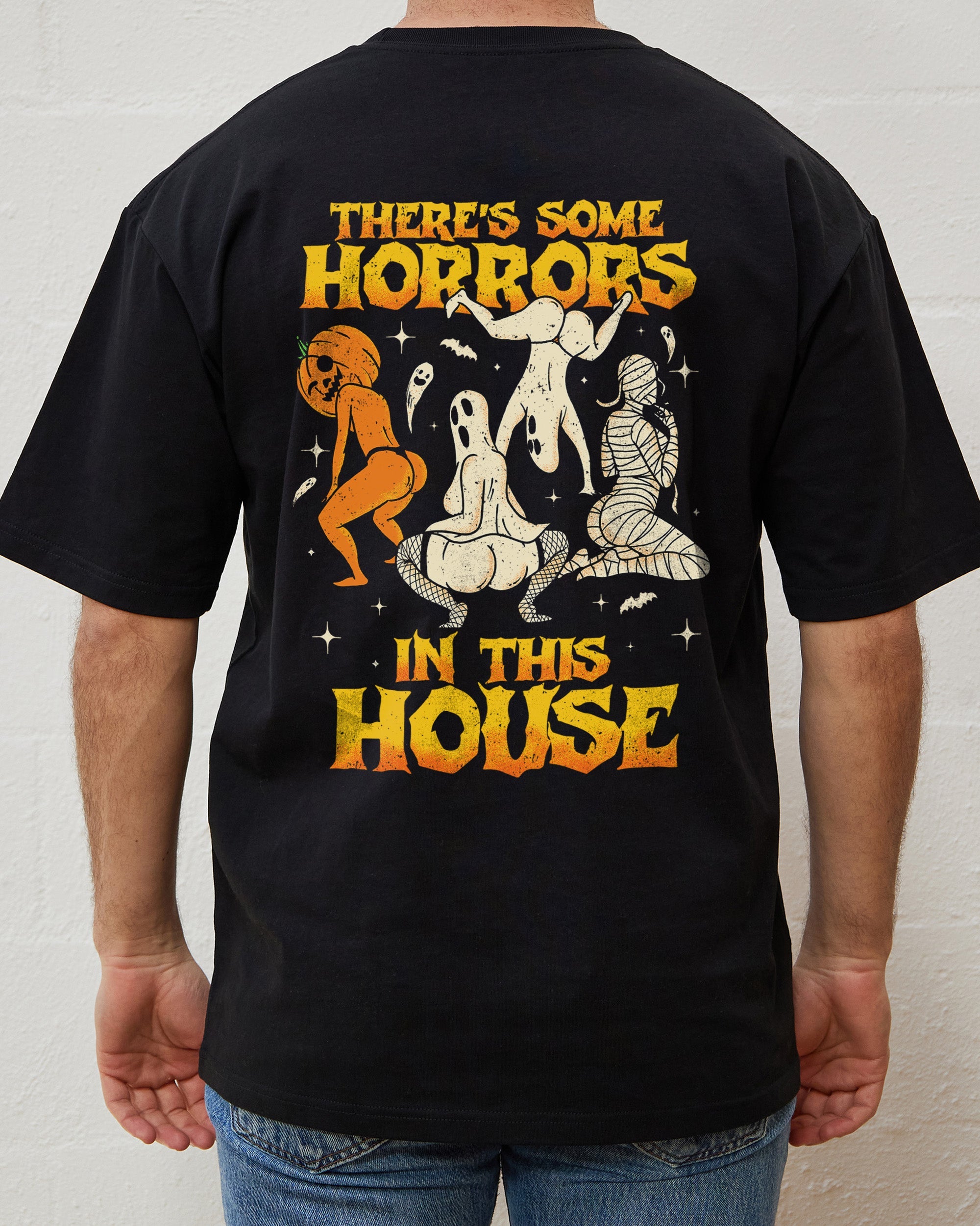 There's Some Horrors In This House Front and Back T-Shirt Australia Online Black