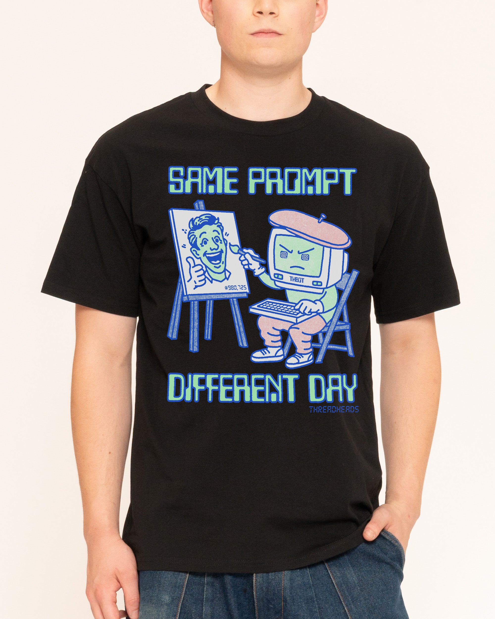 Same Prompt Different Day Black T-Shirt
