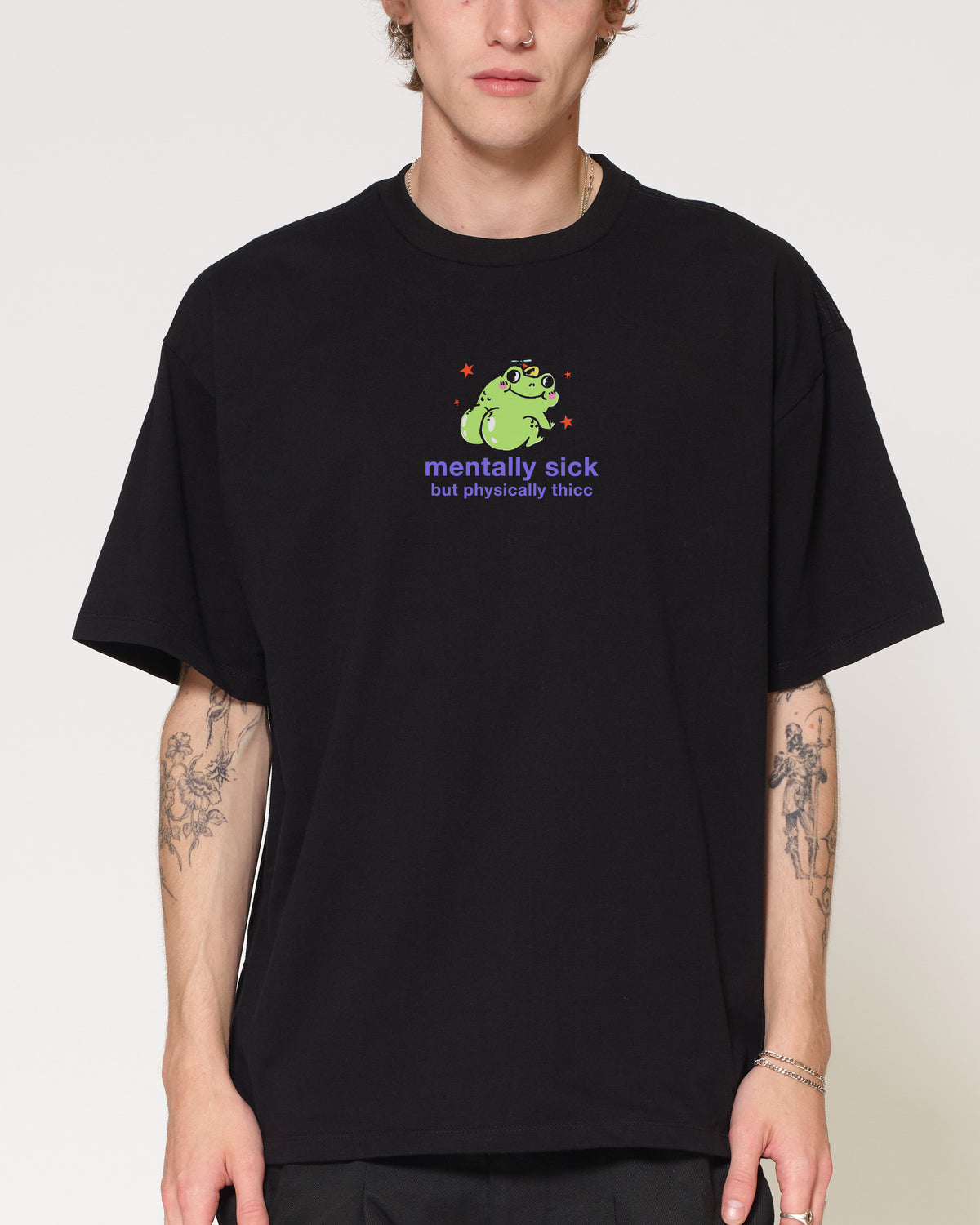 Mentally Sick Black Oversized Tee
