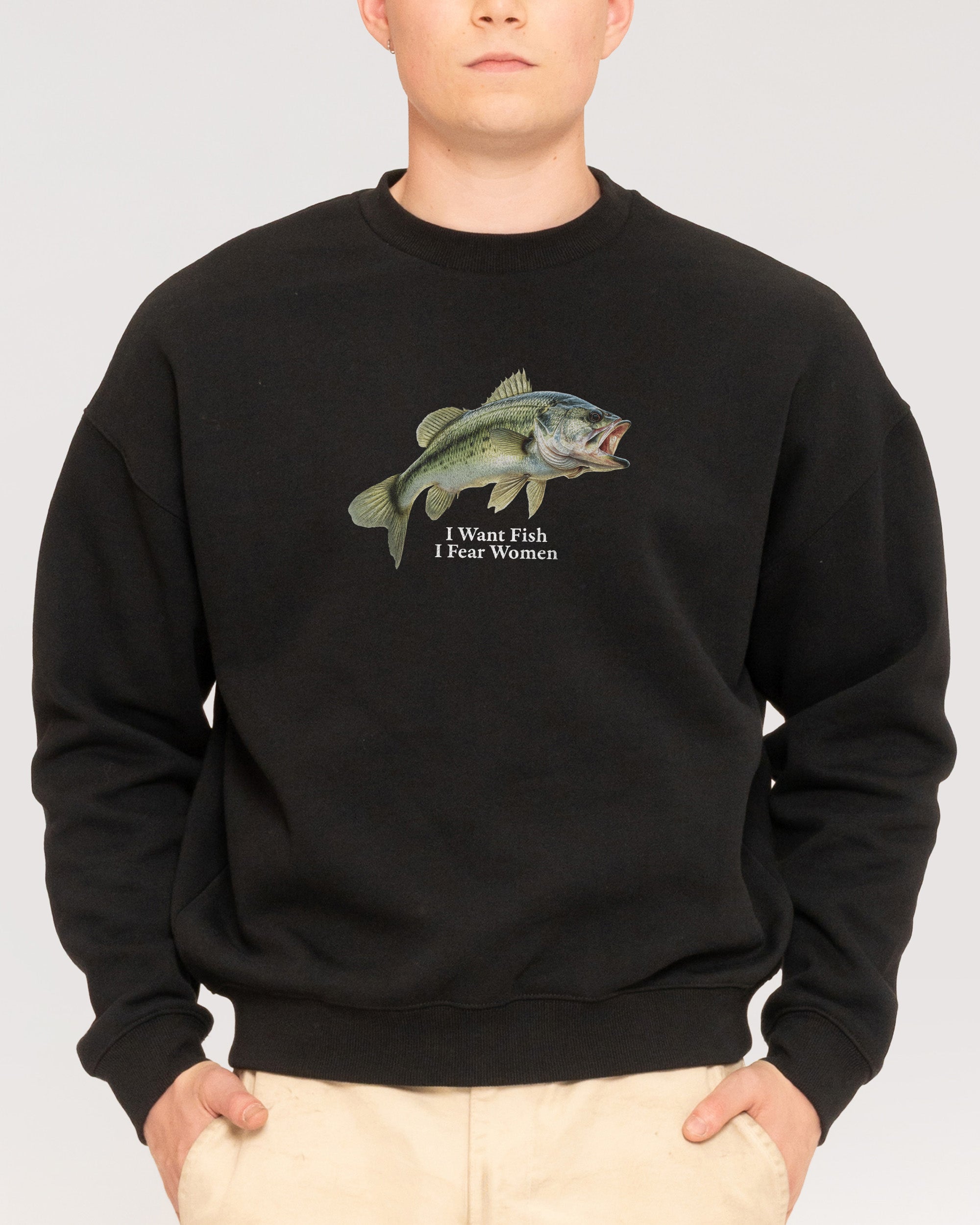 I Want Fish,I Fear Women Black Sweatshirt