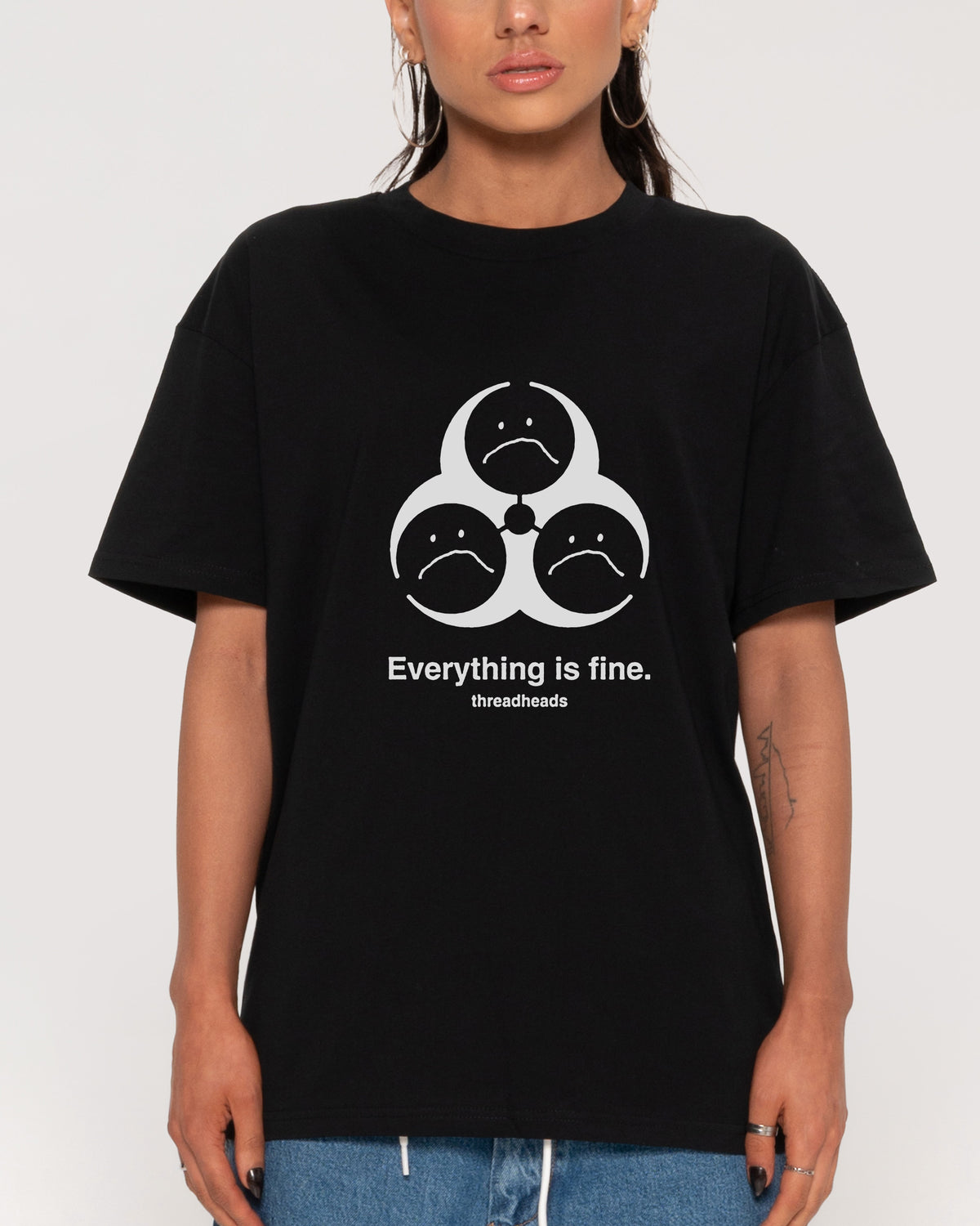 Everything Is Fine Biohazard Black T-Shirt