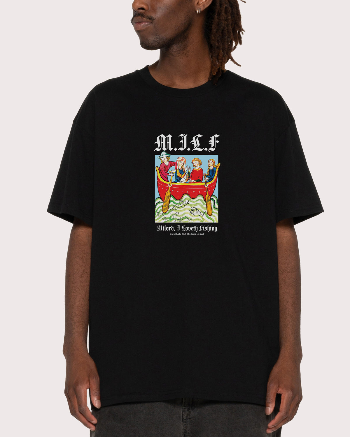 Milord, I Love Fishing Black T-Shirt