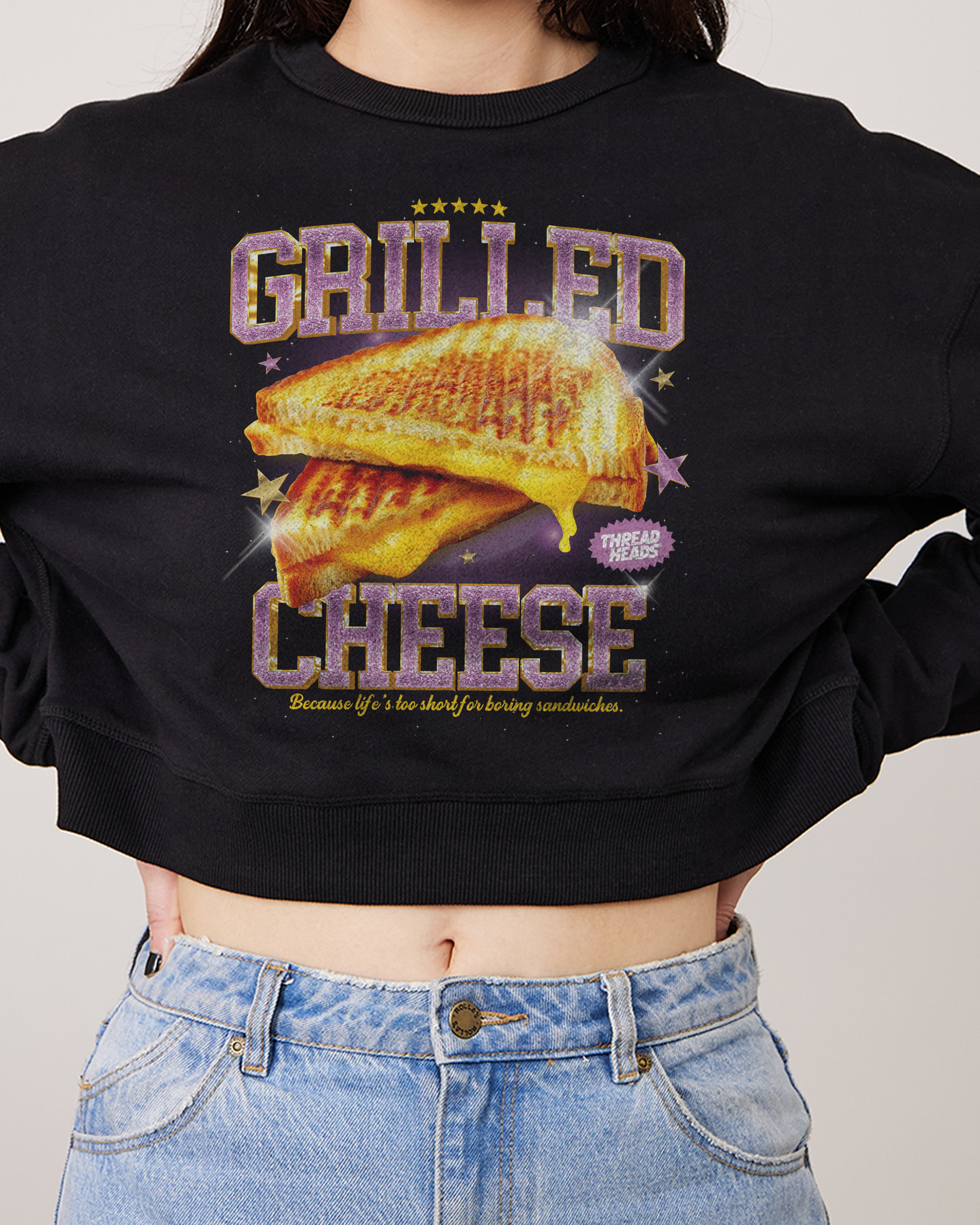 Grilled Cheese Crop Jumper Australia Online Black