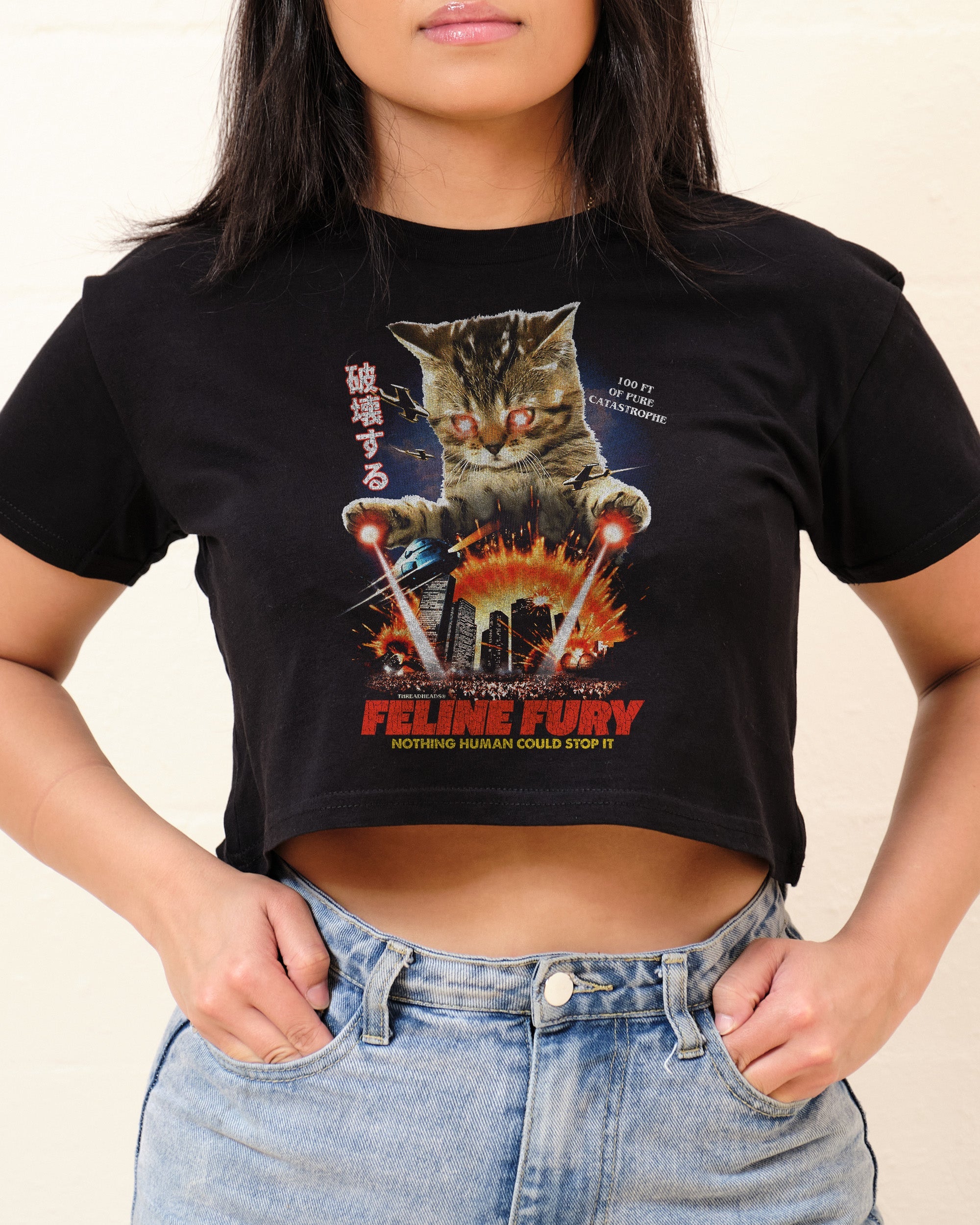 Feline Fury Crop Tee Australia Online Black