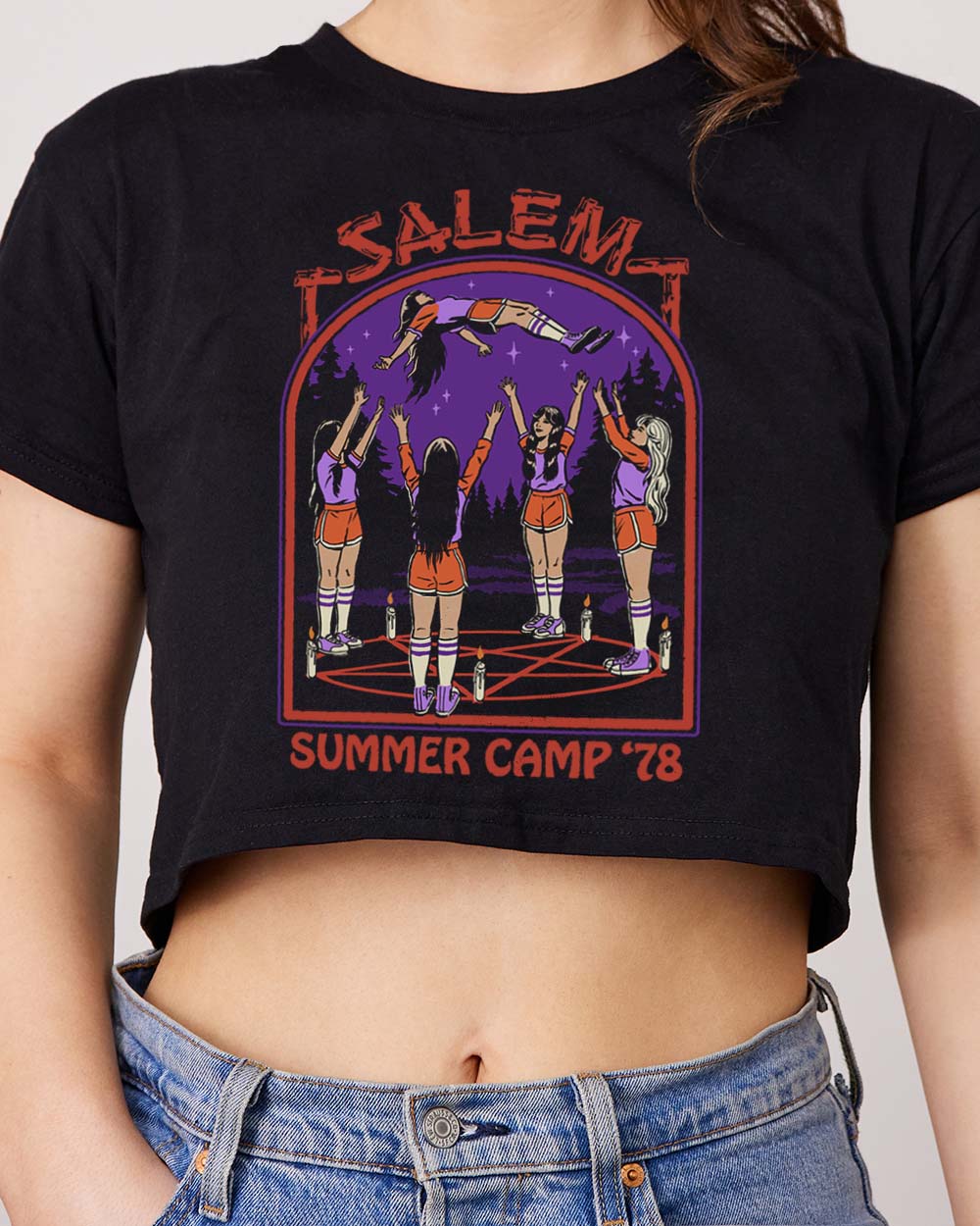 Salem Summer Camp Crop Tee Australia Online Black