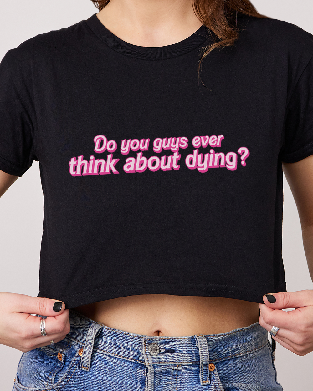 Ever Think About Dying? Crop Tee Australia Online #colour_black