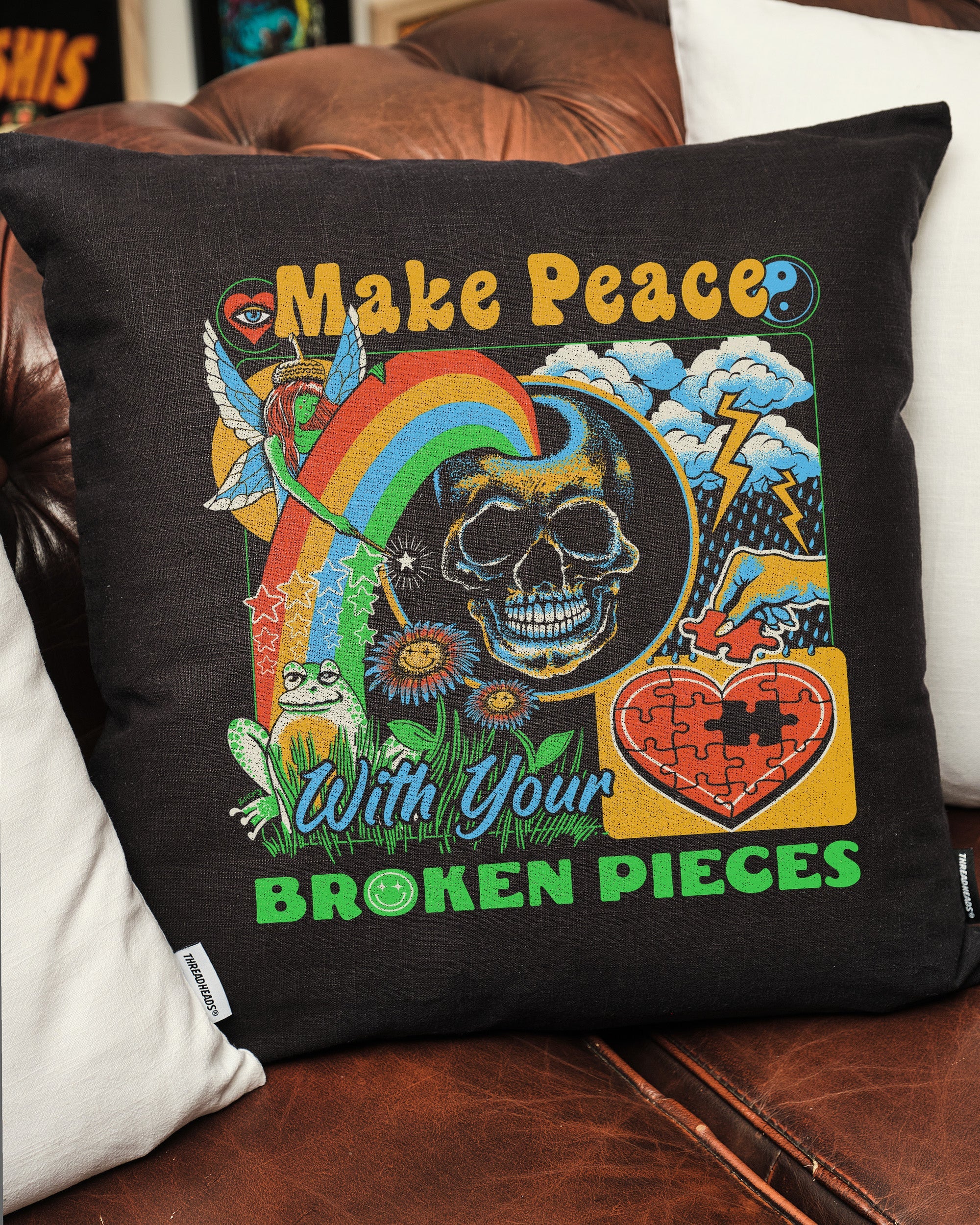 Make Peace Cushion Australia Online White