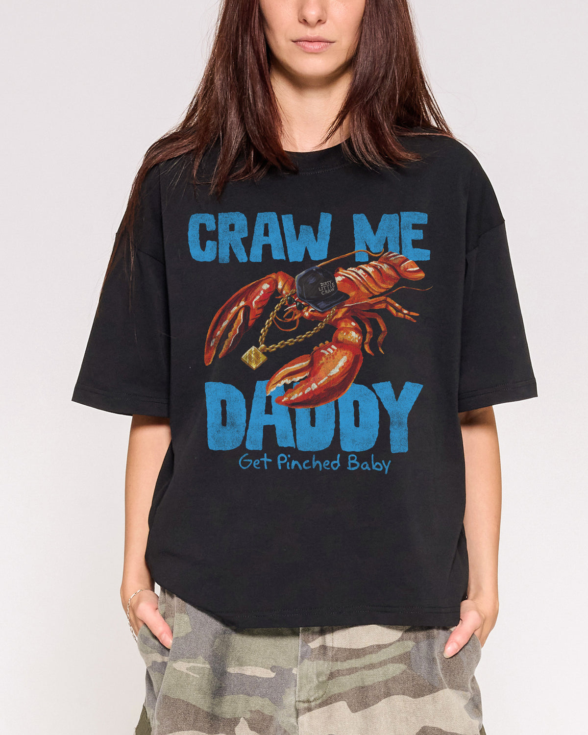 Craw Me Daddy Black Oversized Crop Tee