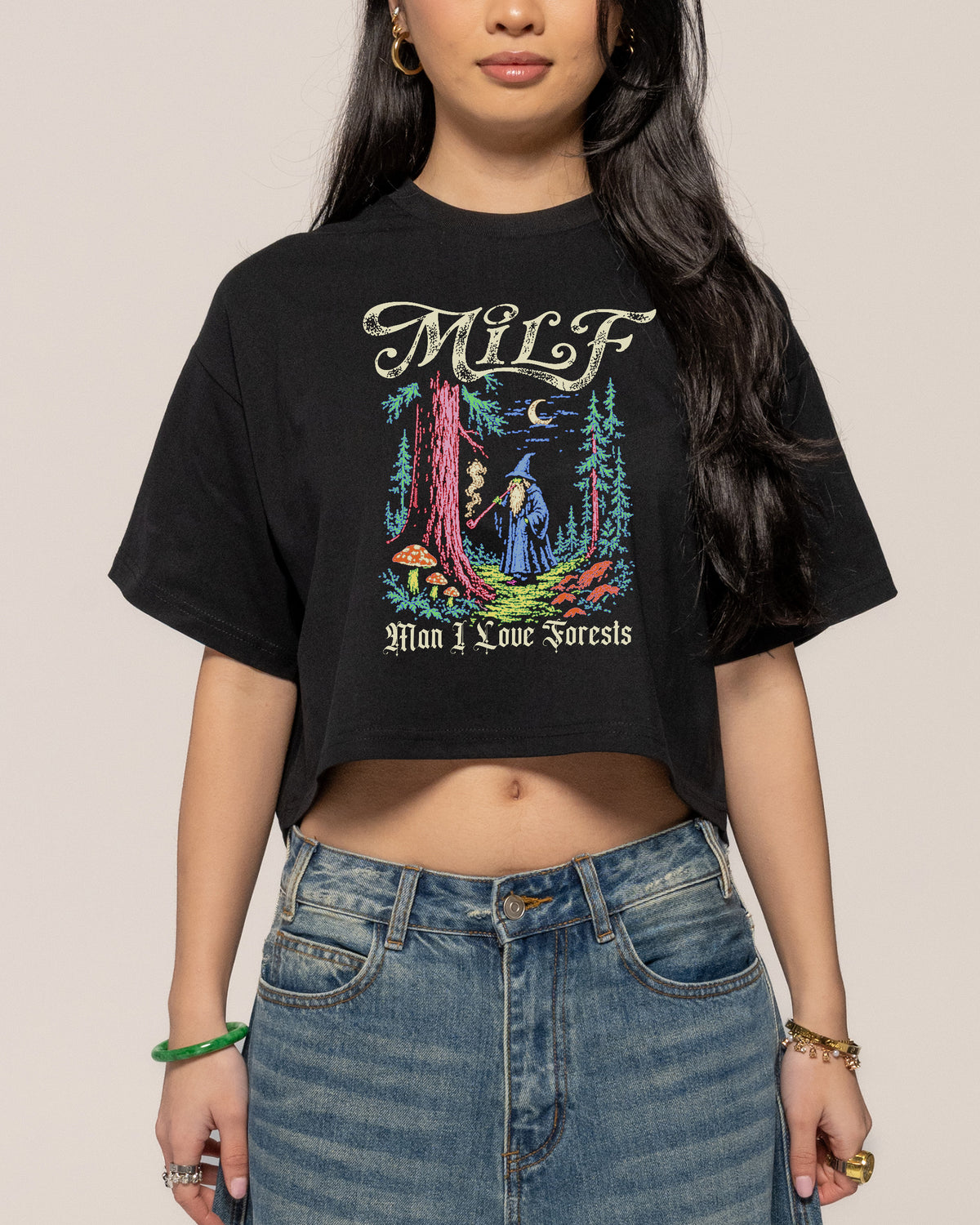 Man I Love Forests Black Crop Tee