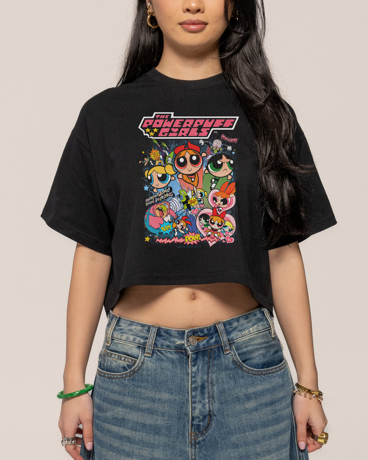 Powerpuff Girls Vintage Black Crop Tee