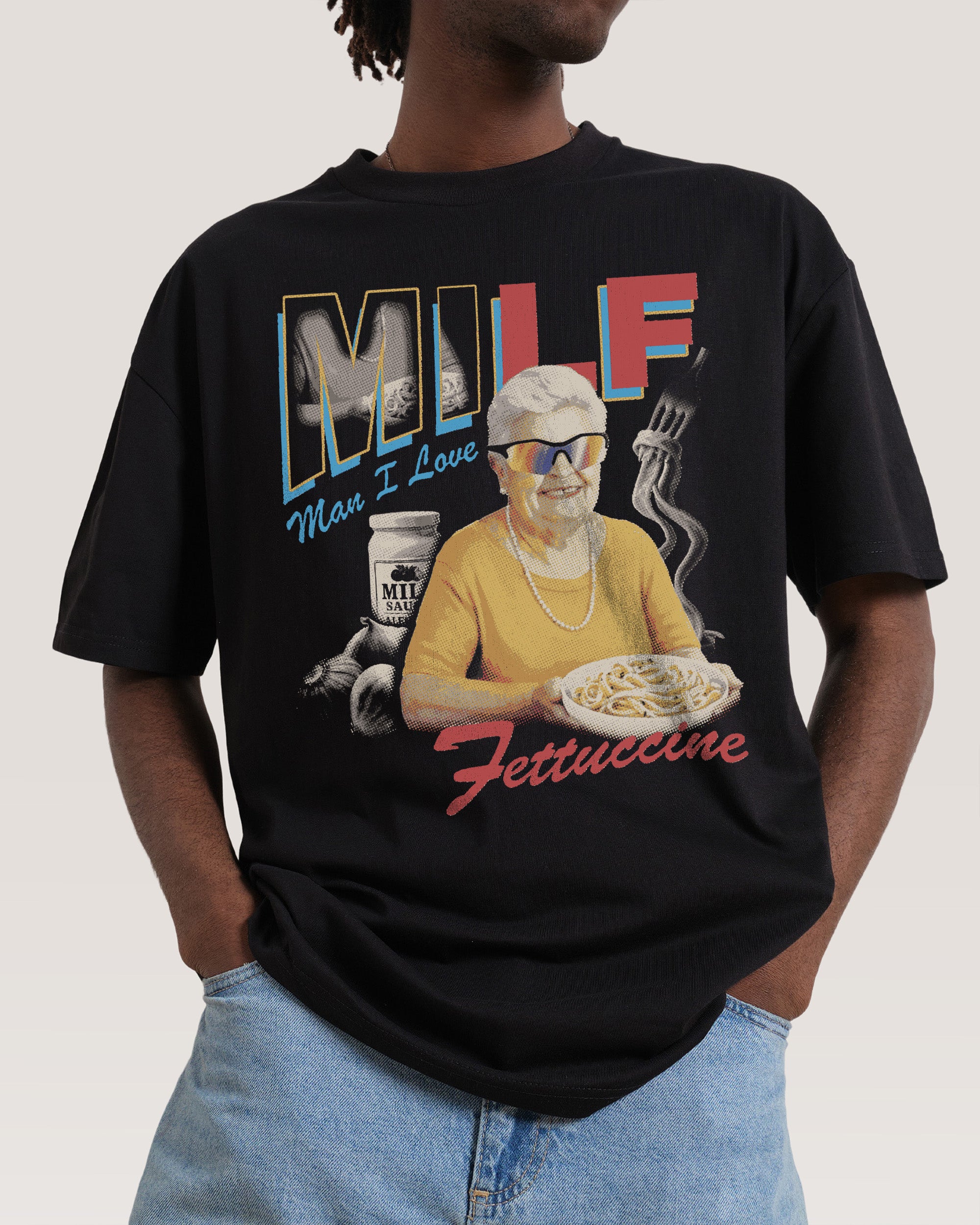Man I Love Fettuccine Black T-Shirt
