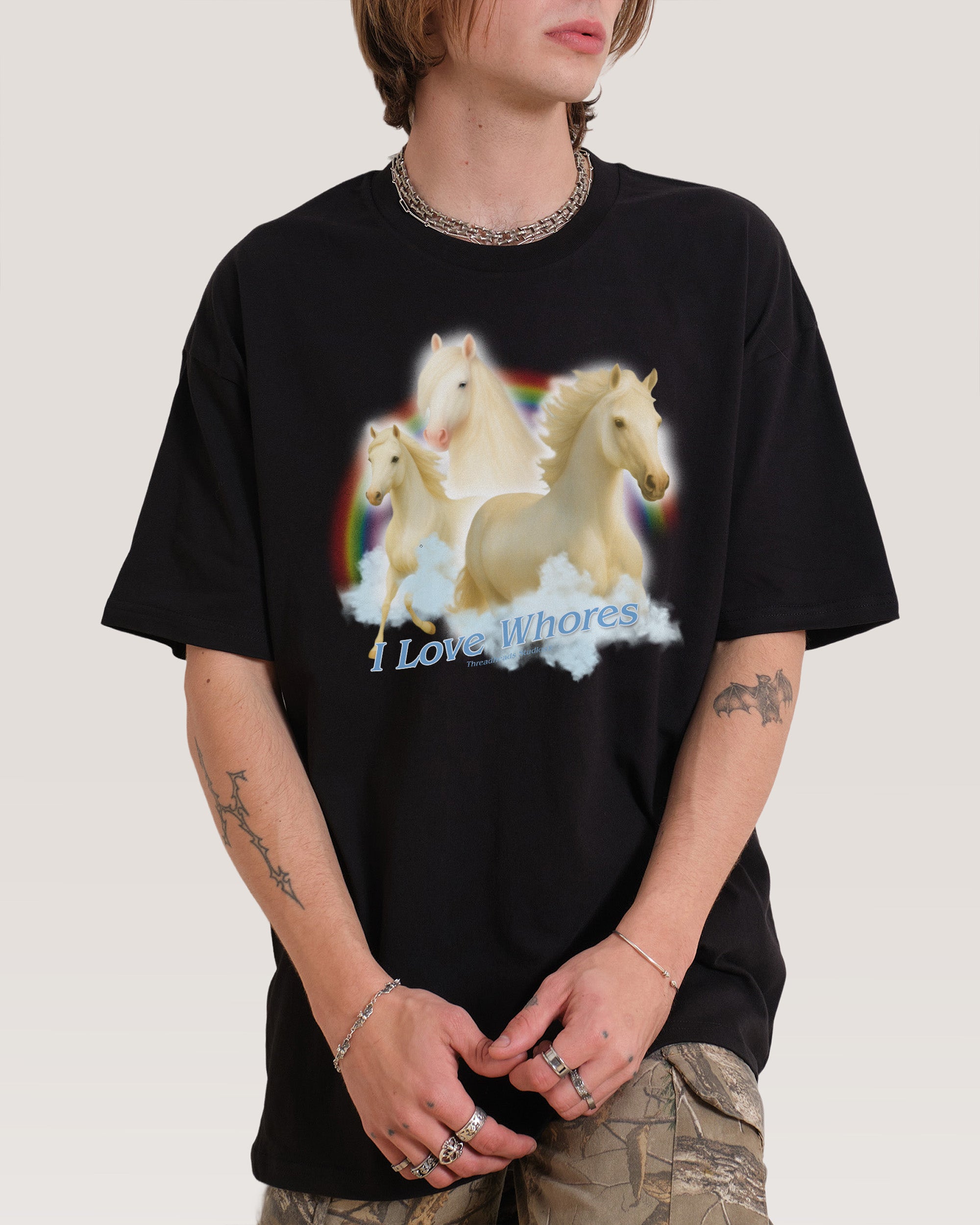 I Love Whores Black T-Shirt