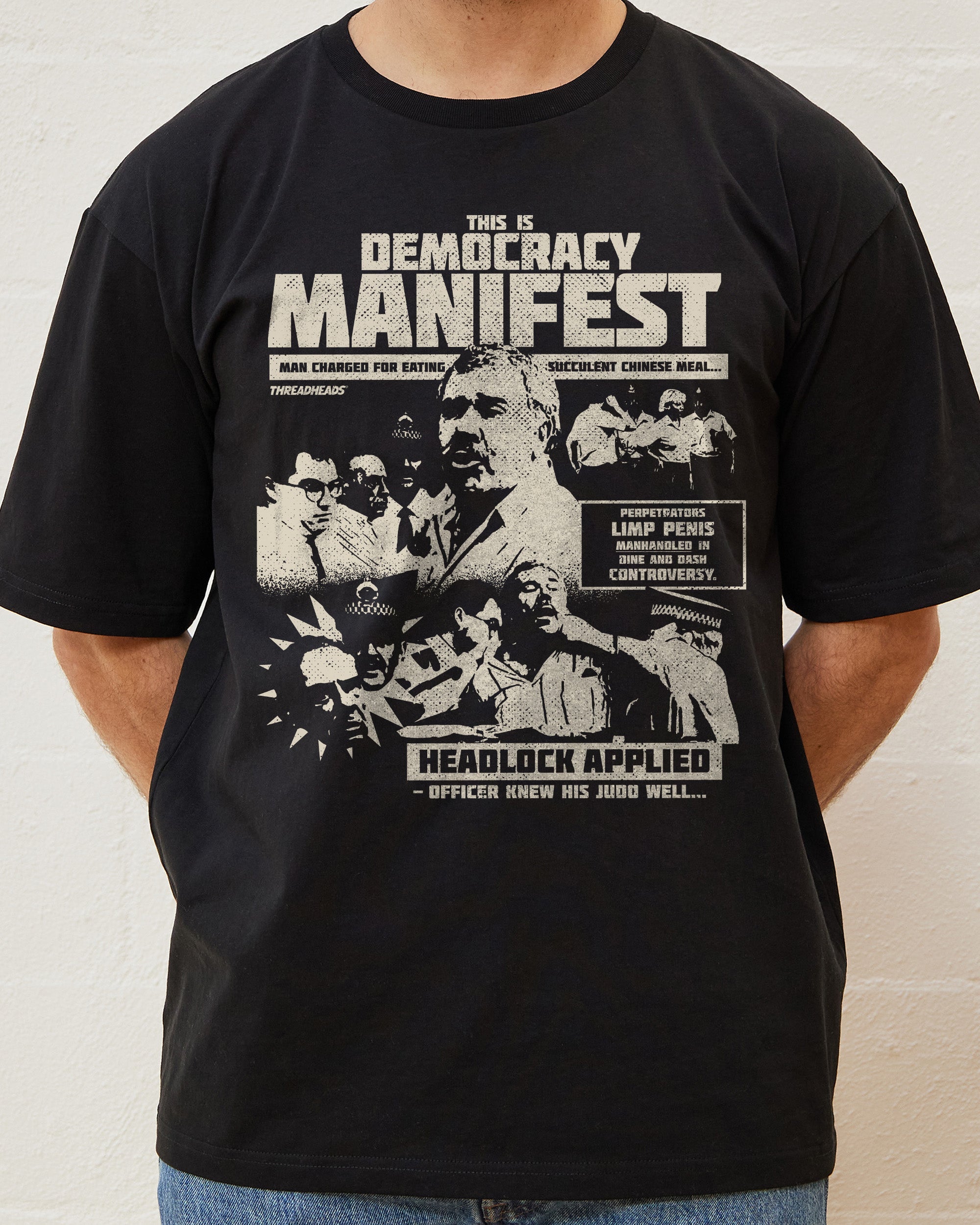 Democracy Manifest: Tabloid Edition T-Shirt Australia Online Black