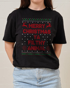 Merry Christmas Ya Filthy Animals T-Shirt | Funny Christmas T-Shirt ...