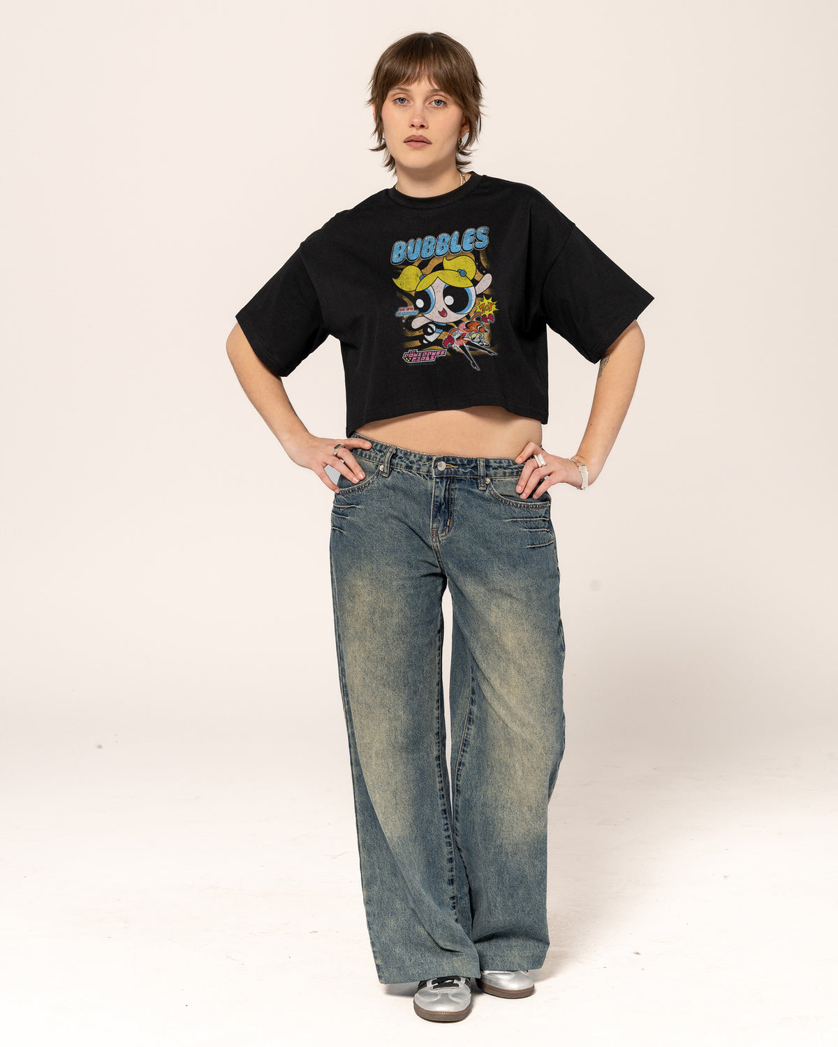 Bubbles Black Crop Tee