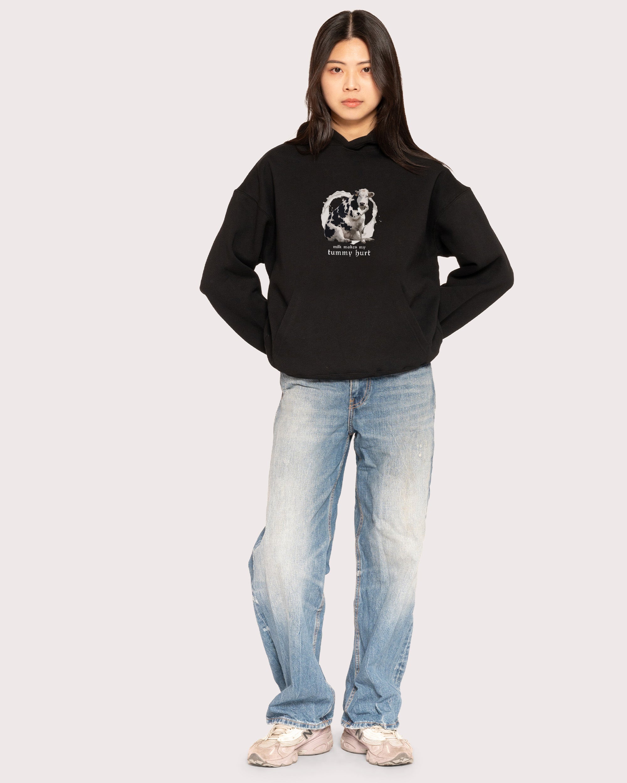 Milk Makes My Tummy Hurt Black Hoodie