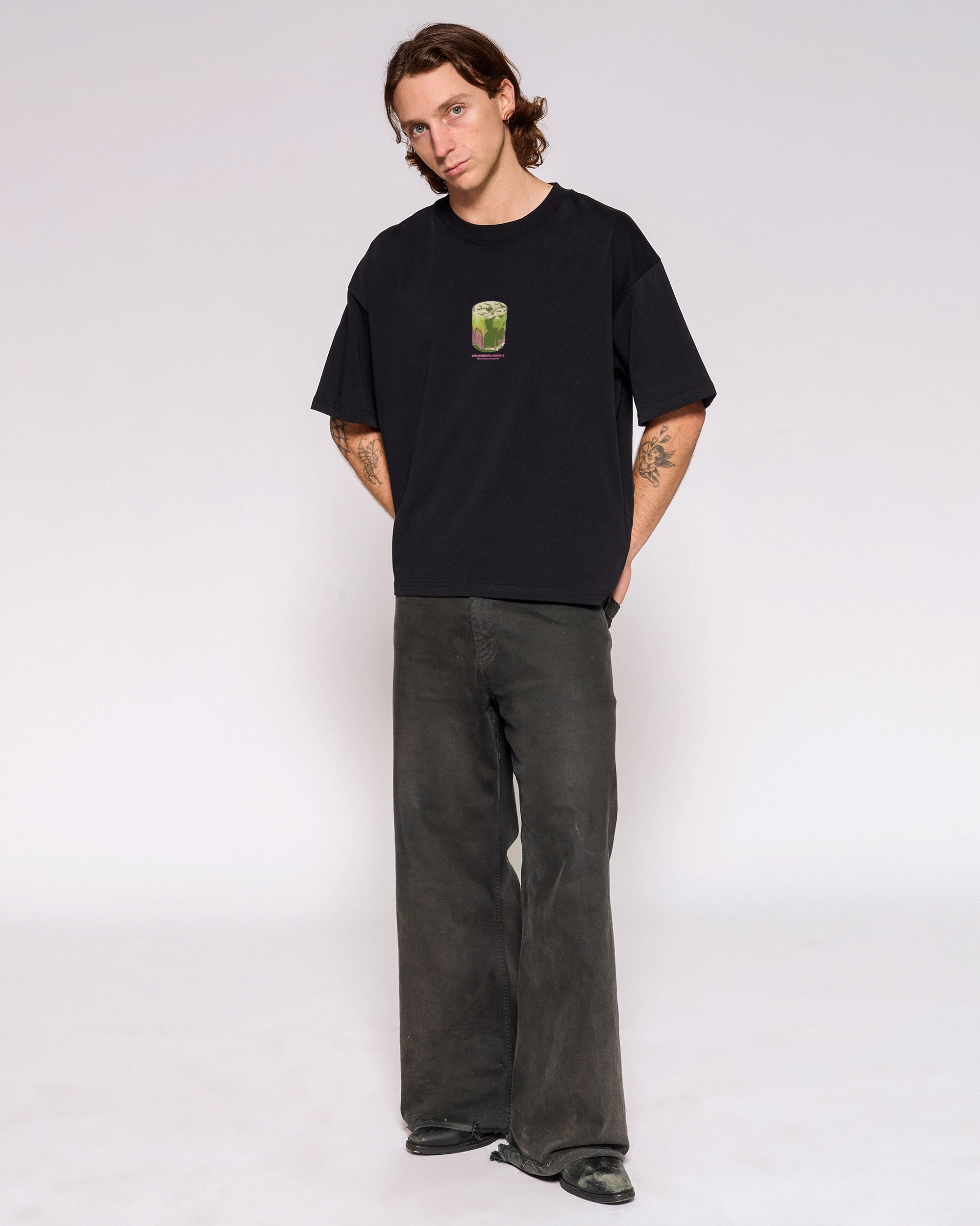 Strawberry Matcha Oversized Crop Tee