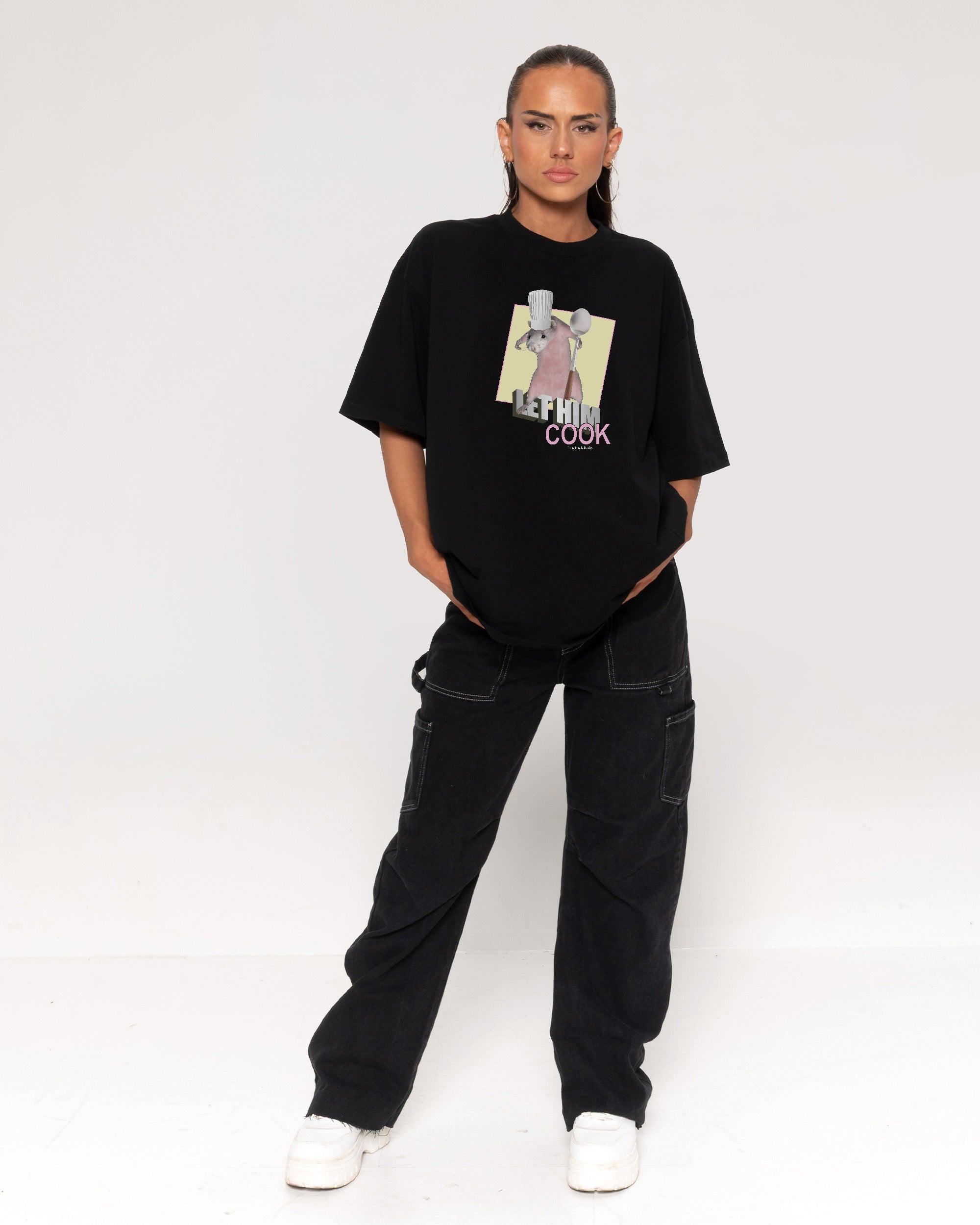 Let Him Cook Black Oversized Tee