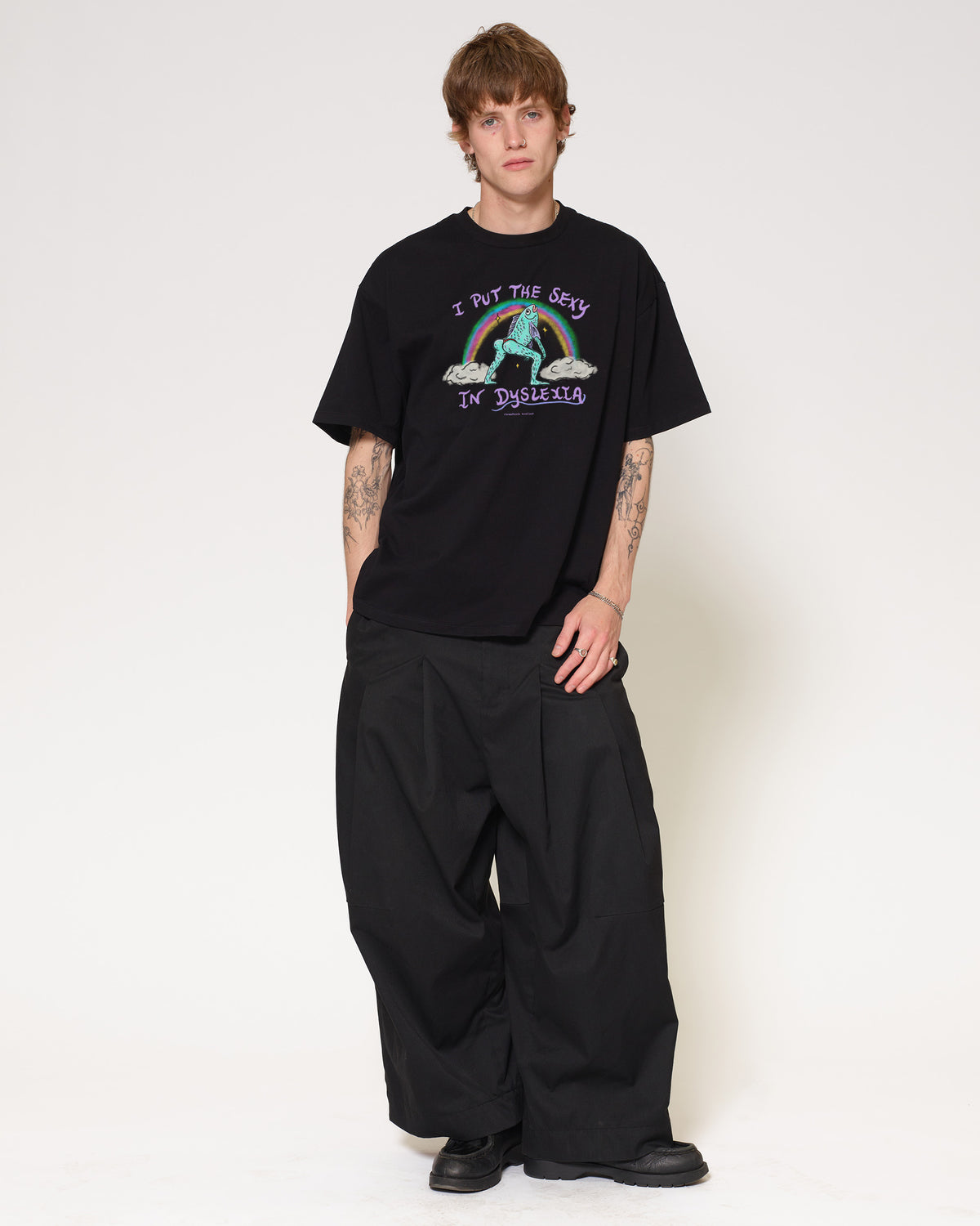 I Put the Sexy in Dyslexia Black Oversized Tee