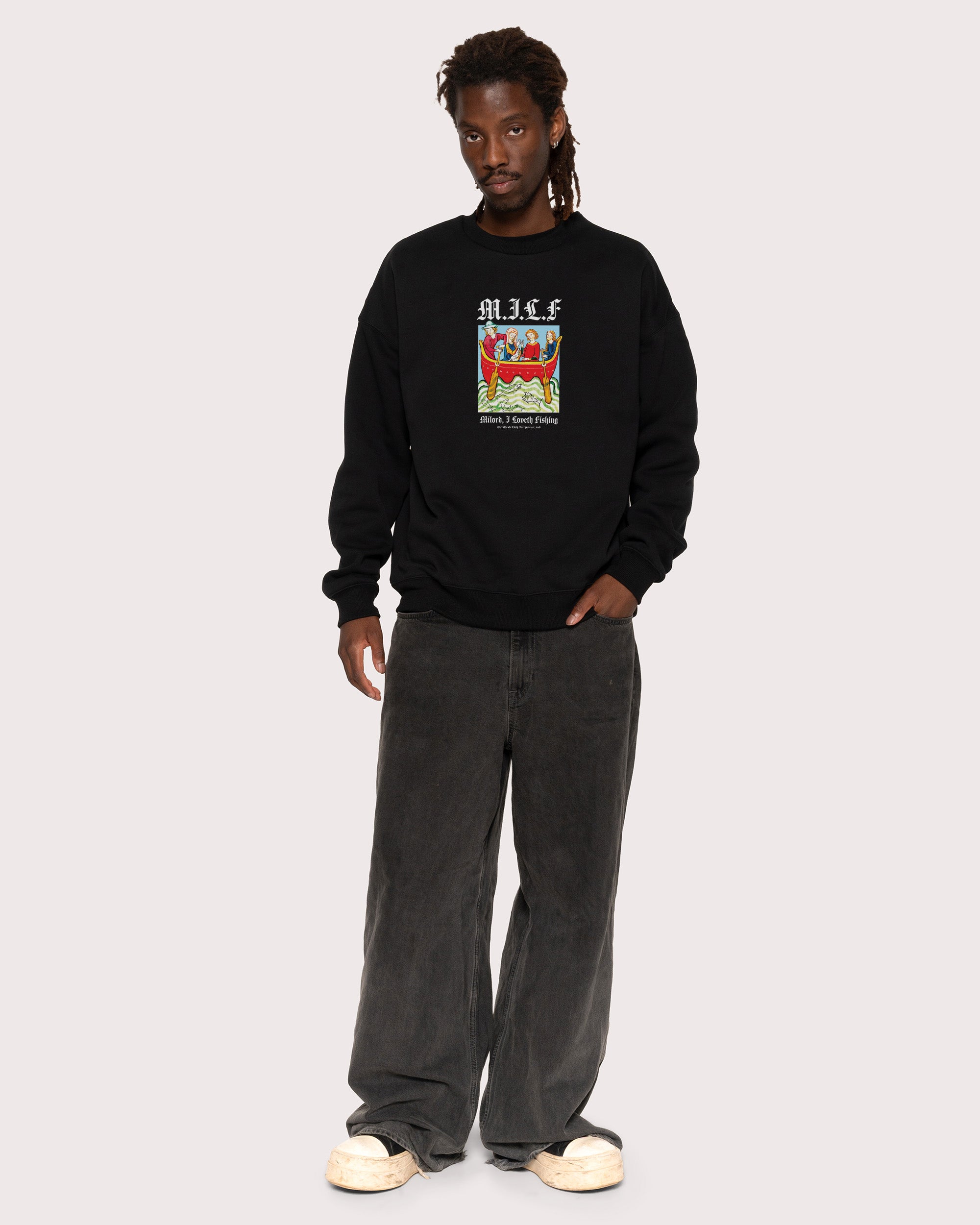 Milord, I Love Fishing Black Sweatshirt