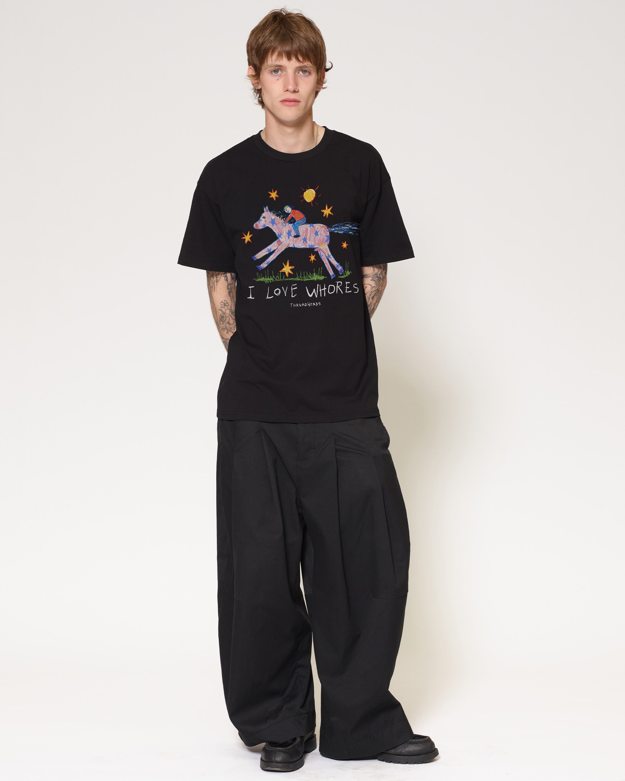 I Love Whores Black T-Shirt