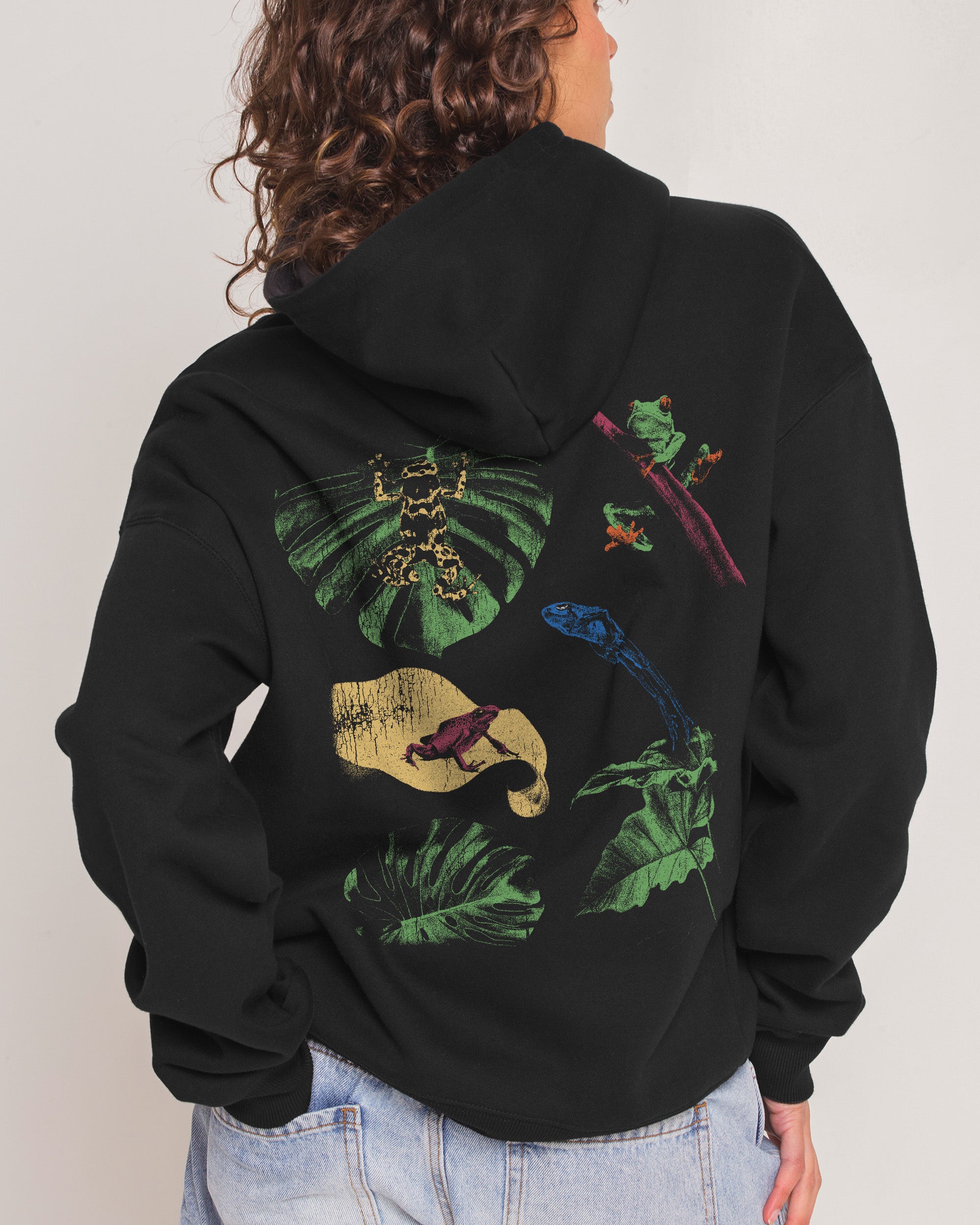 Man I Love Frogs Jungle Edition Black Hoodie