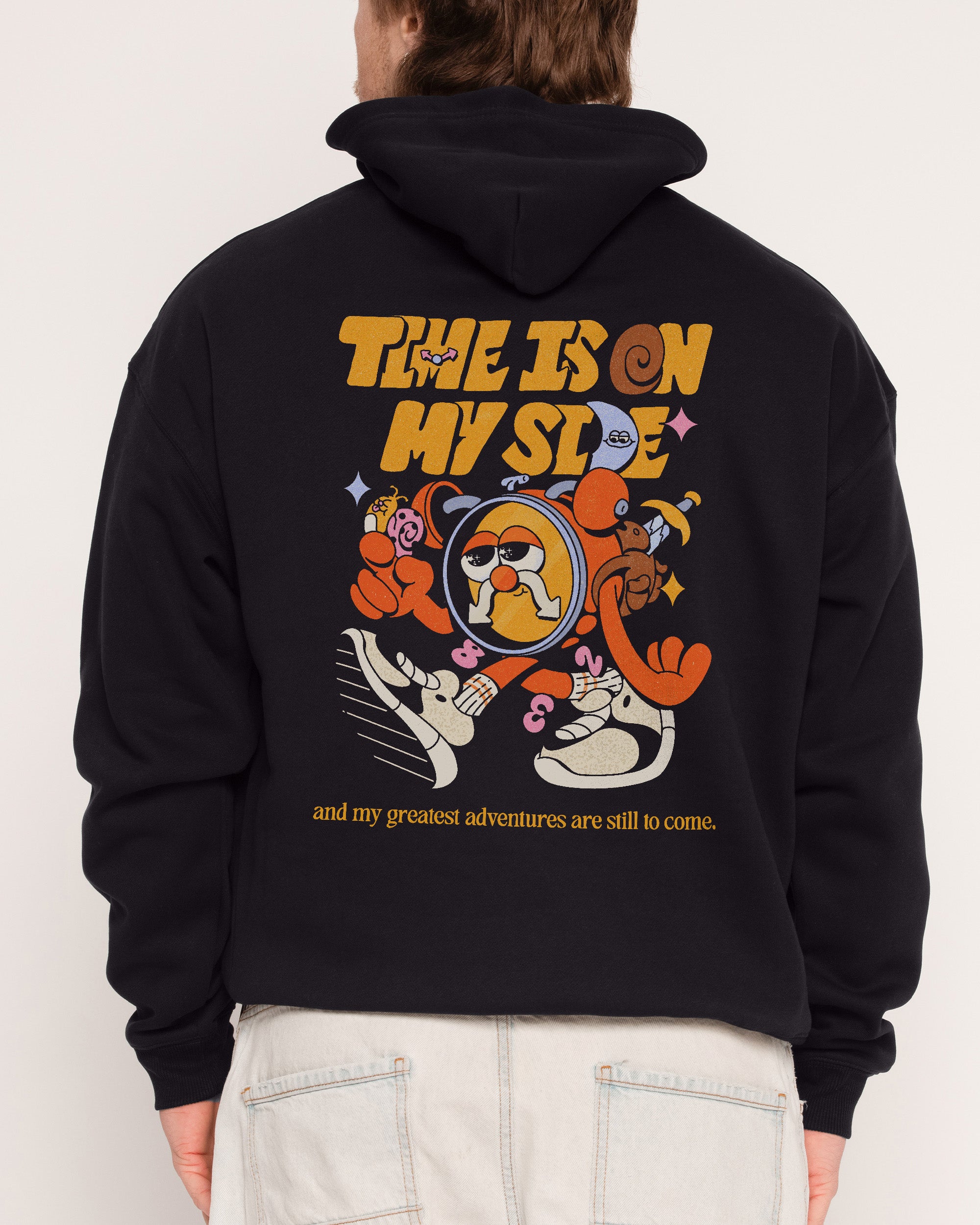 Time is on My Side Front and Back Black Hoodie
