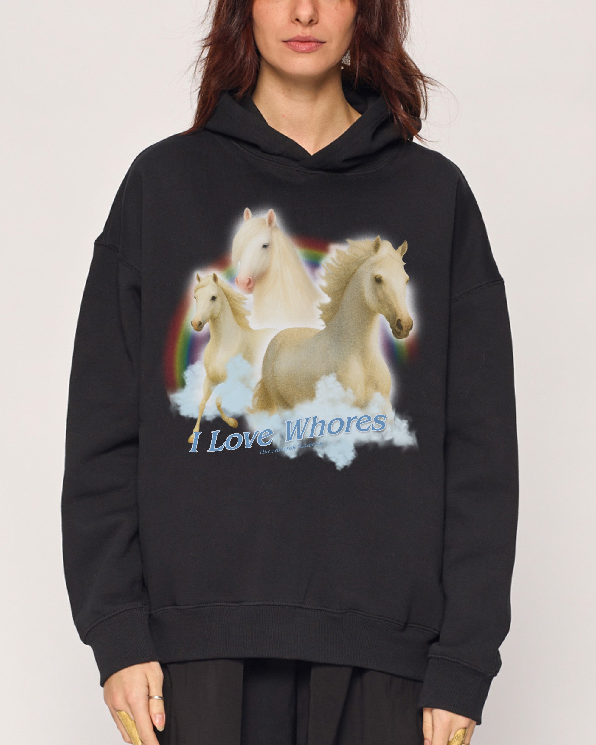 I Love Whores Black Hoodie