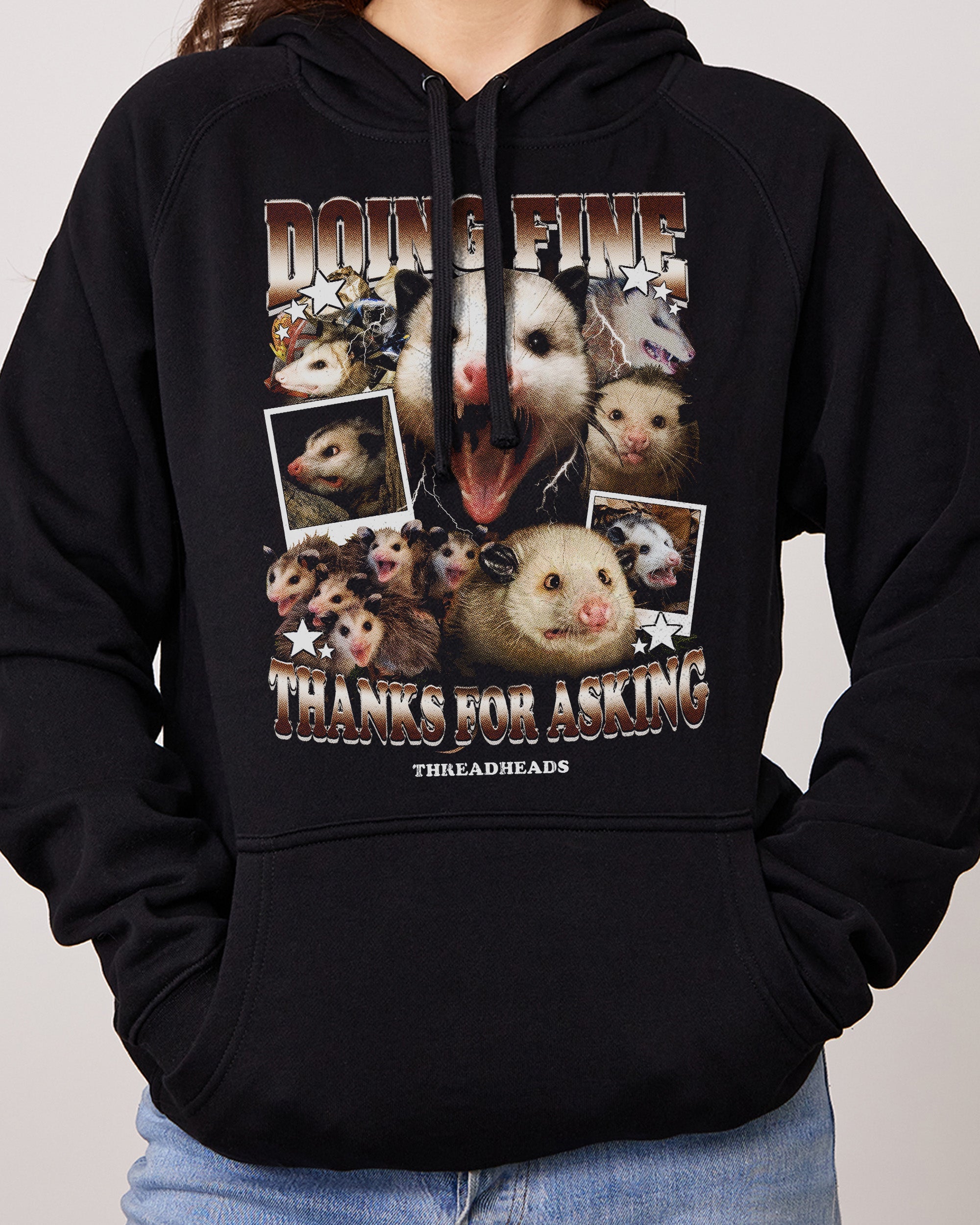 Doing Fine Opossum Hoodie Australia Online Black