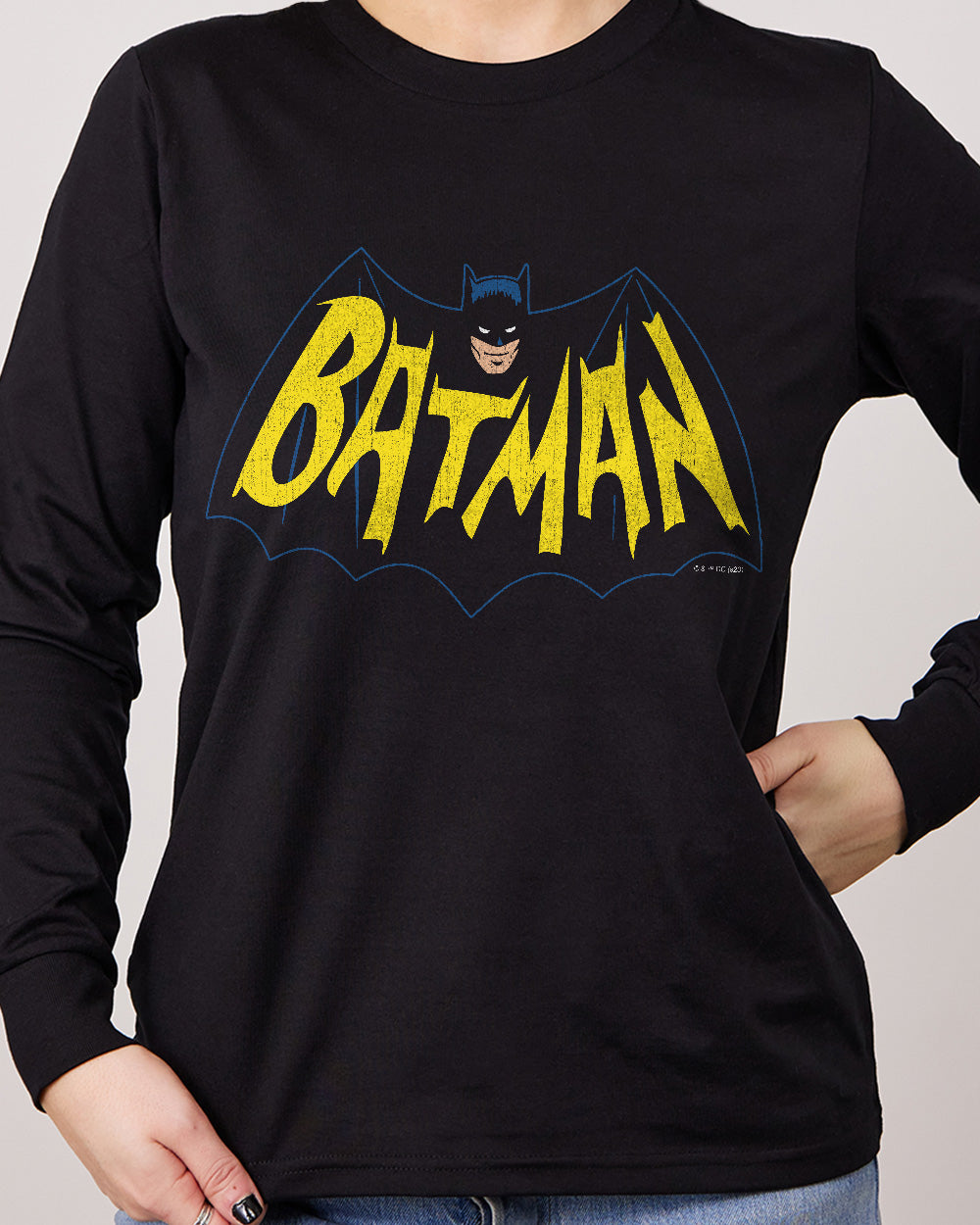 Batman Vintage 60s Logo Long Sleeve Australia Online #colour_black