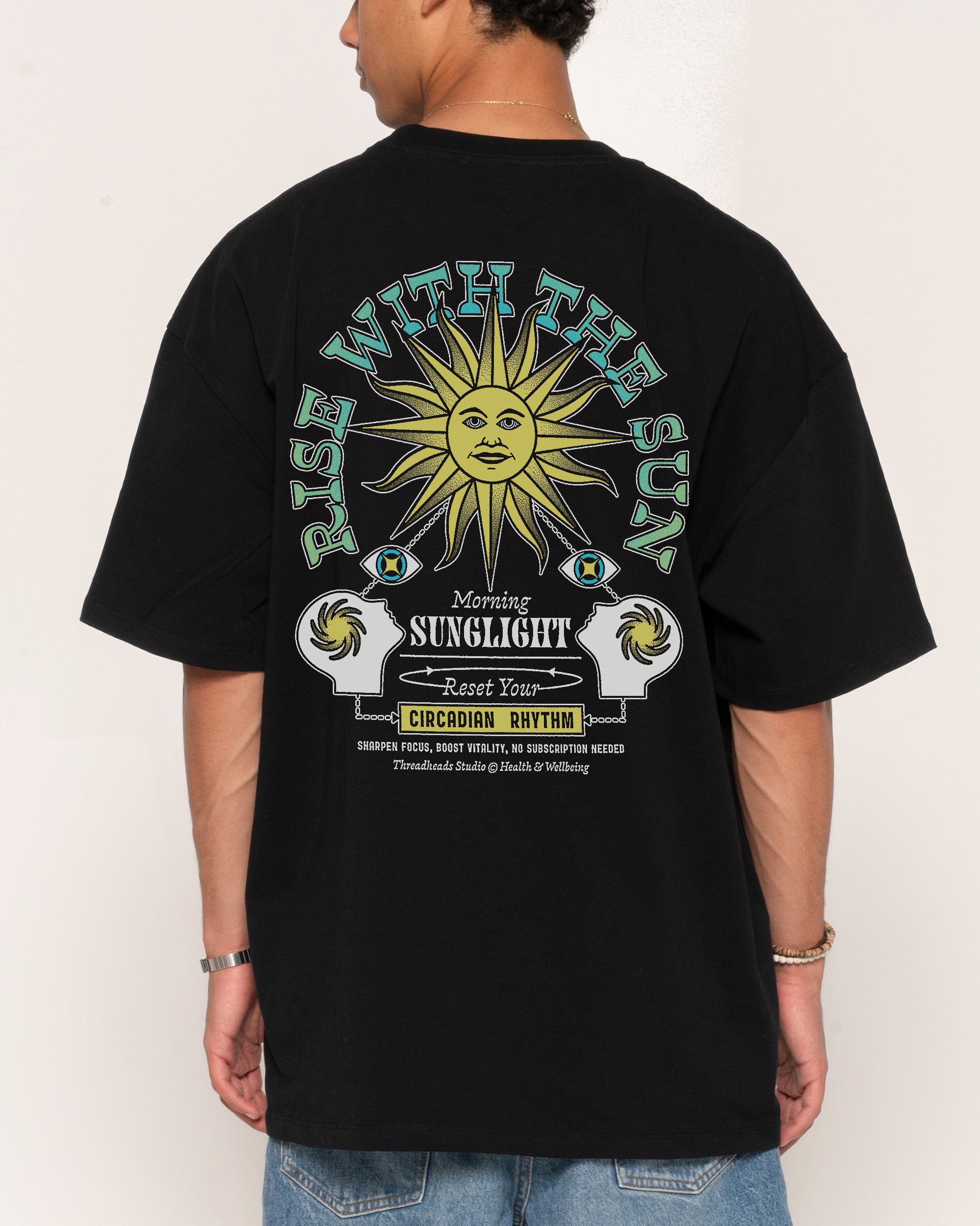 Rise With The Sun Black Oversized Tee