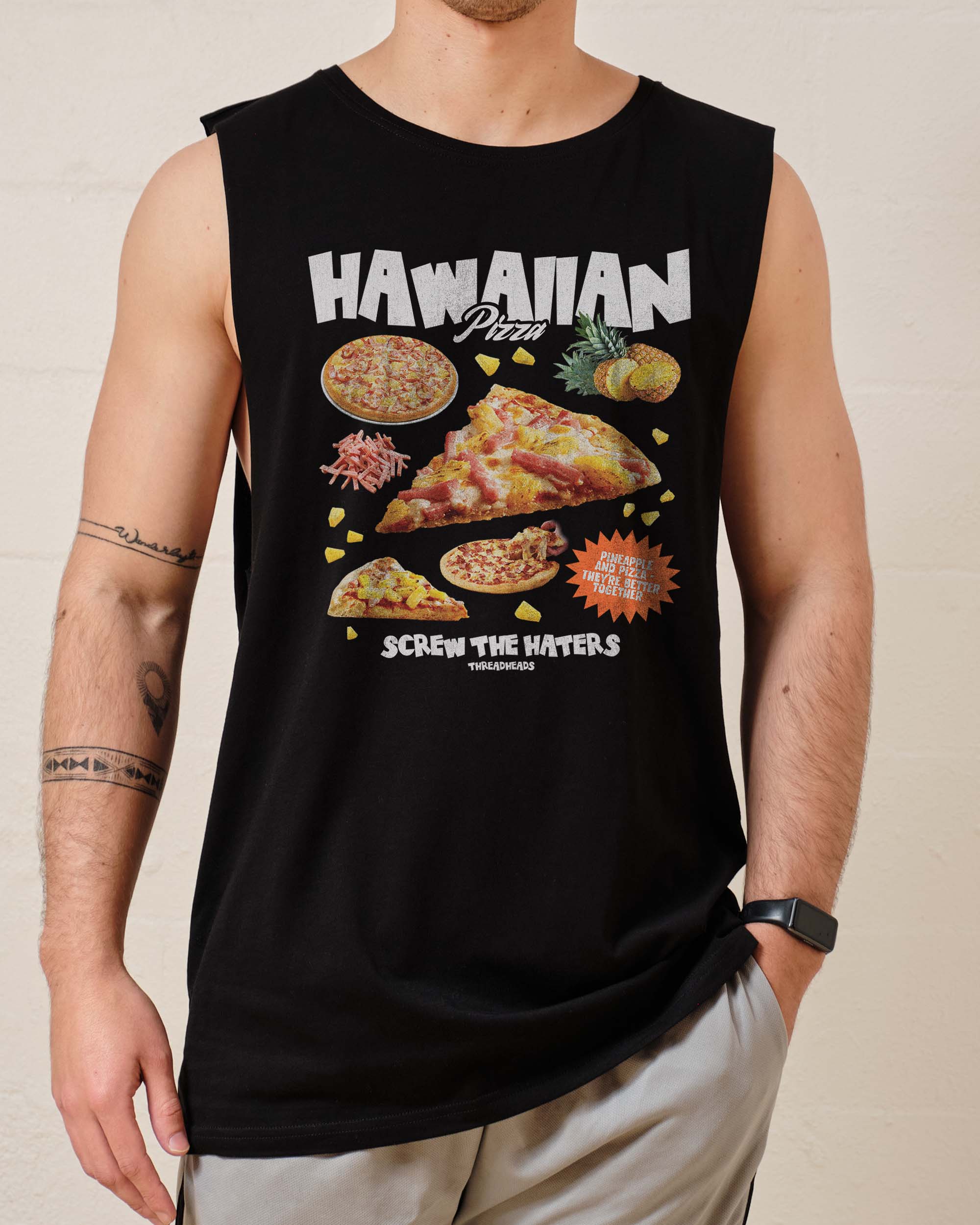 Hawaiian Pizza Bootleg Tank Australia Online Black