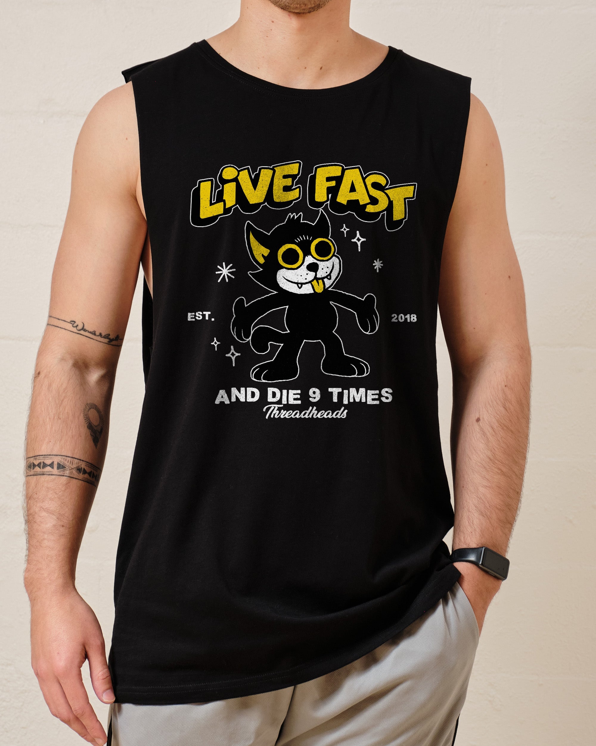 Live Fast and Die Nine Times Tank Australia Online White