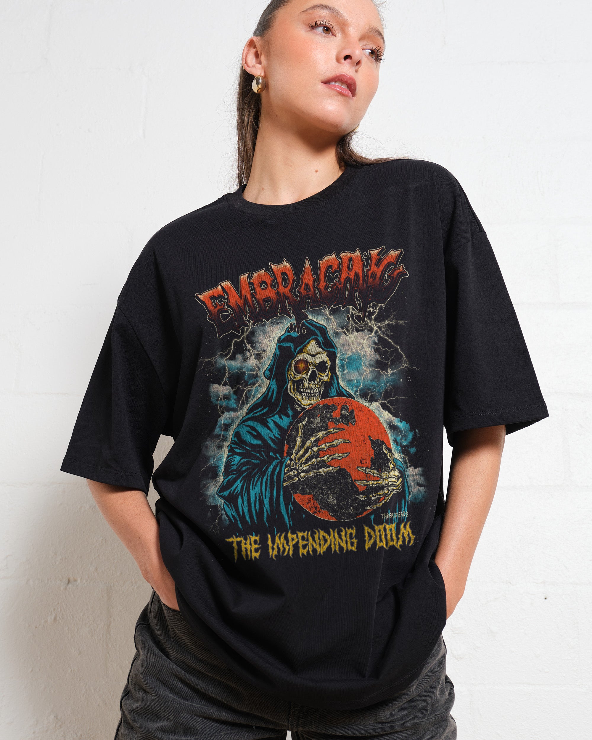 Embracing The Impending Doom Oversized Tee Australia Online Black