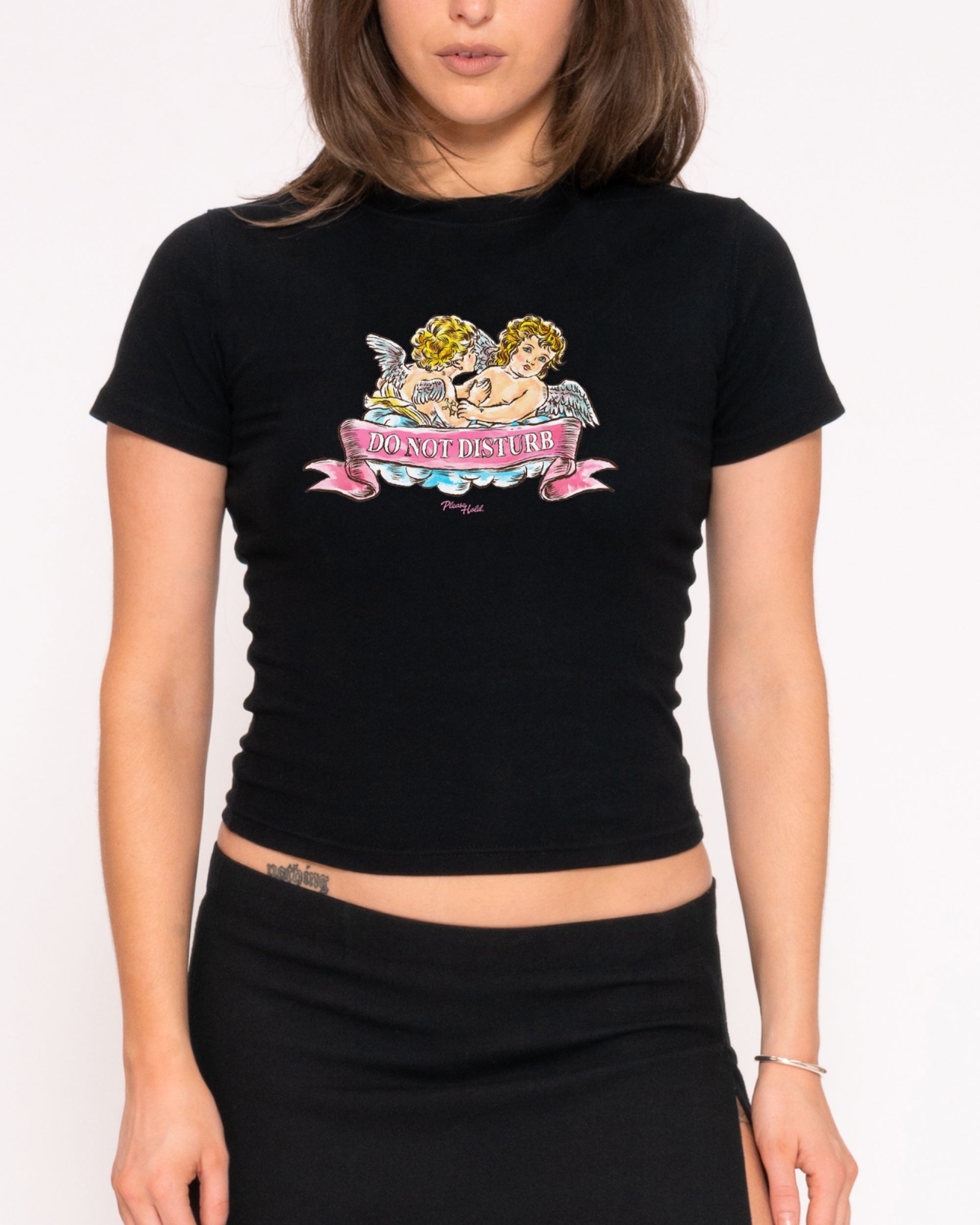 Do Not Disturb Black Longline Baby Tee