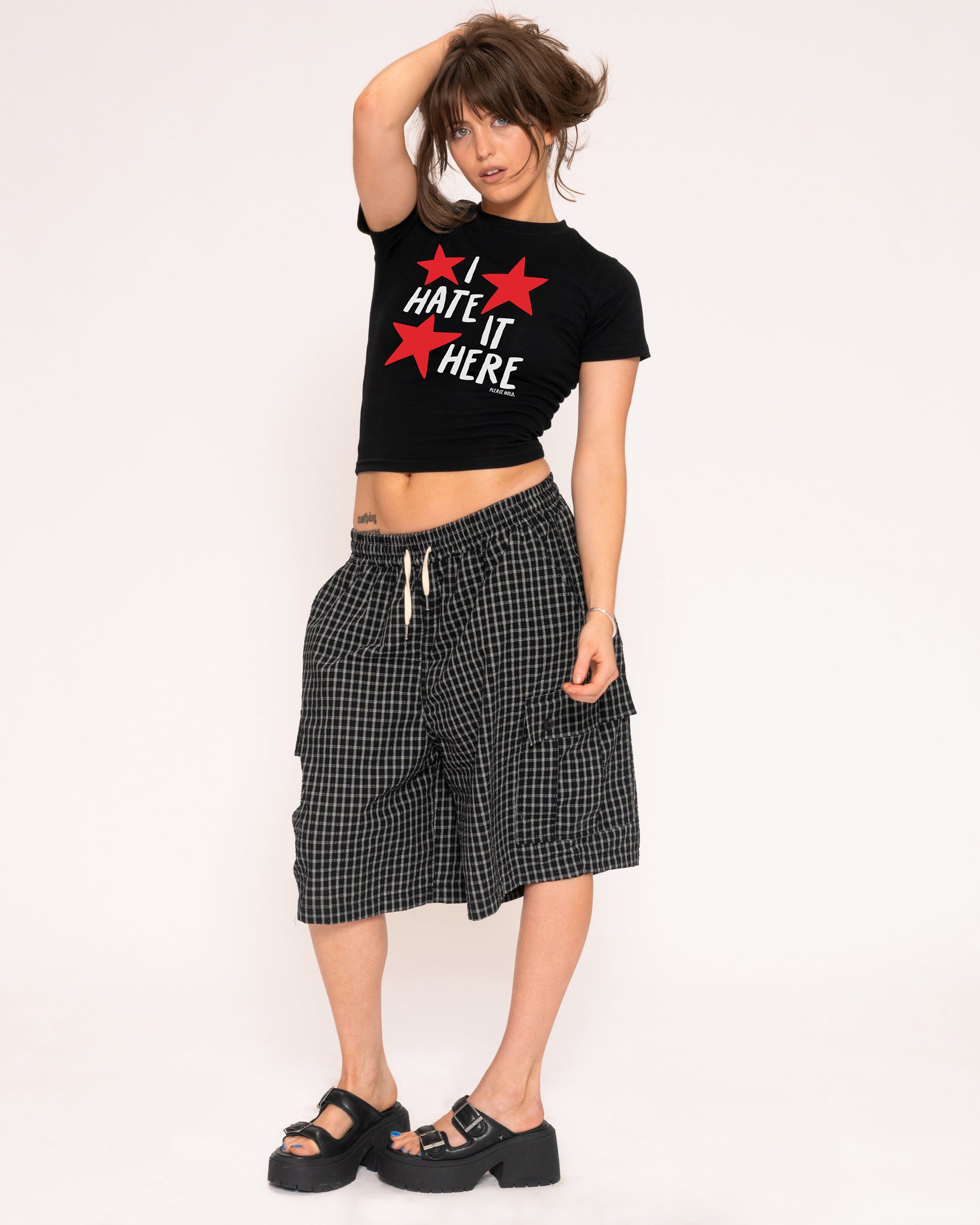 I Hate It Here Black Longline Baby Tee