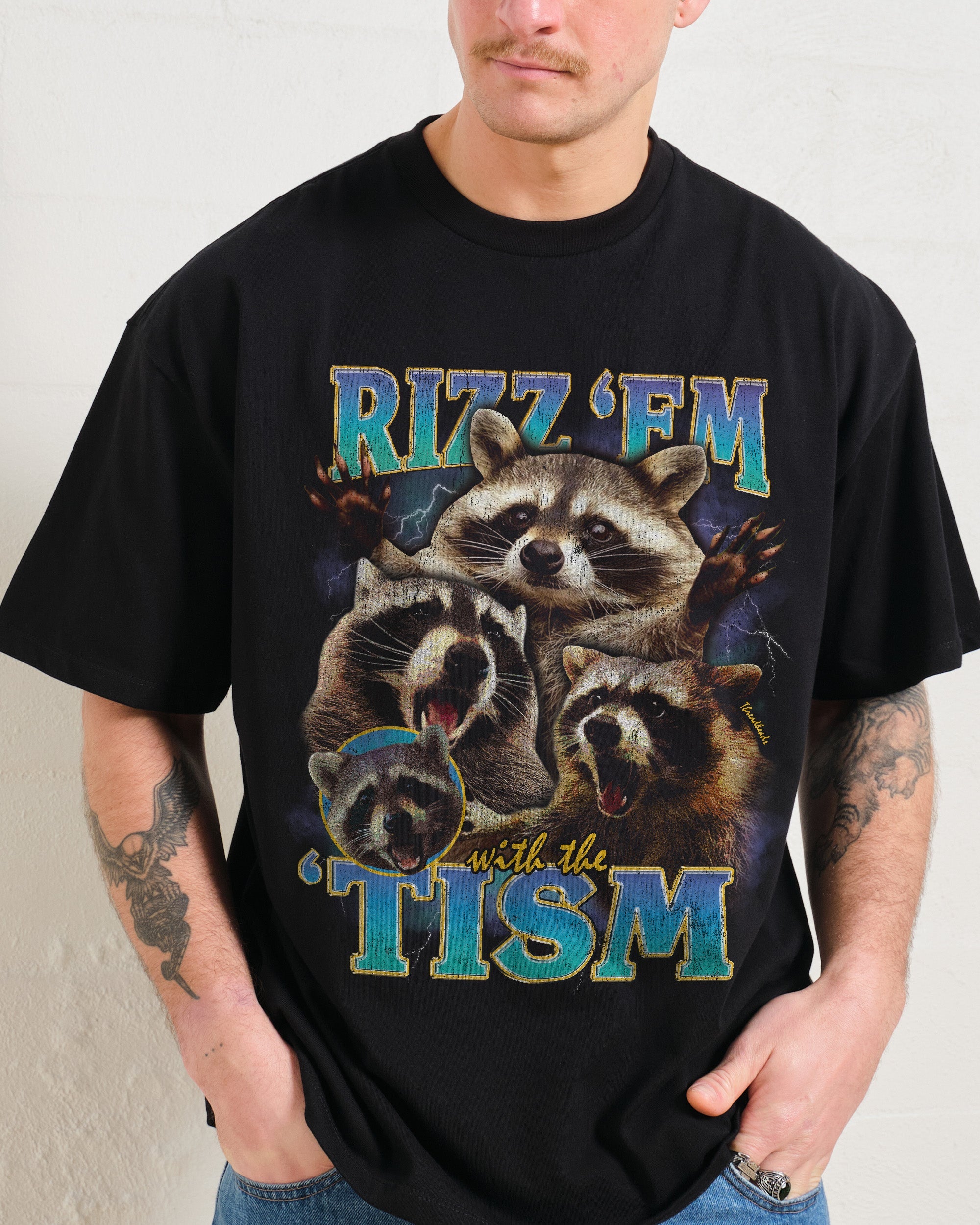 Rizz 'Em With the 'Tism Oversized Tee Australia Online Black