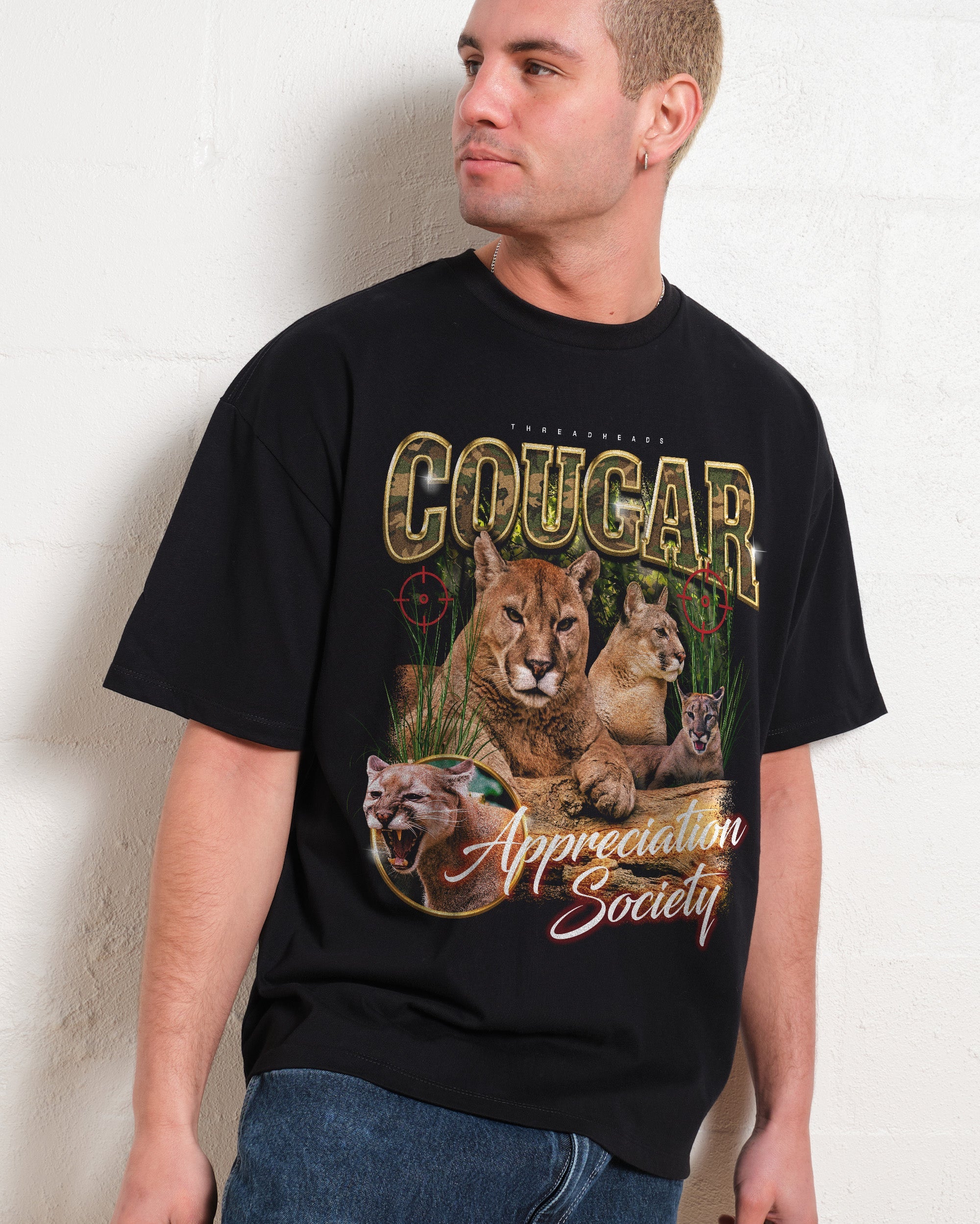 Cougar Appreciation Society Oversized Tee Australia Online Black