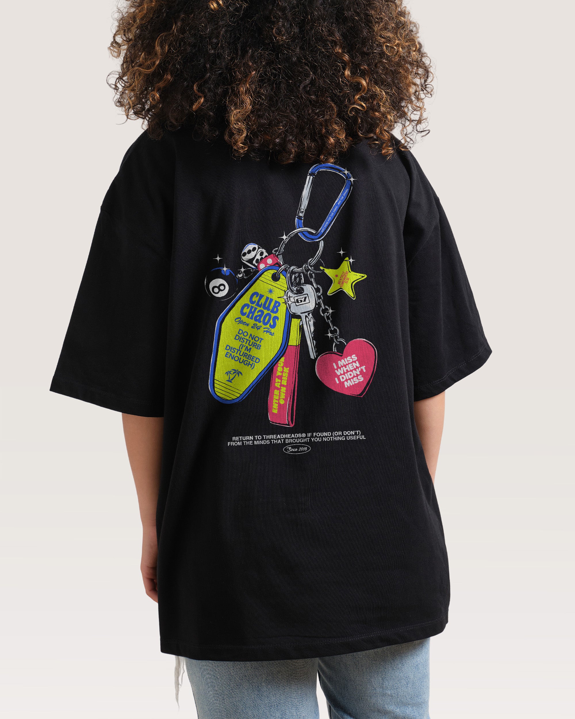 Club Chaos Key Chain Black Oversized Tee