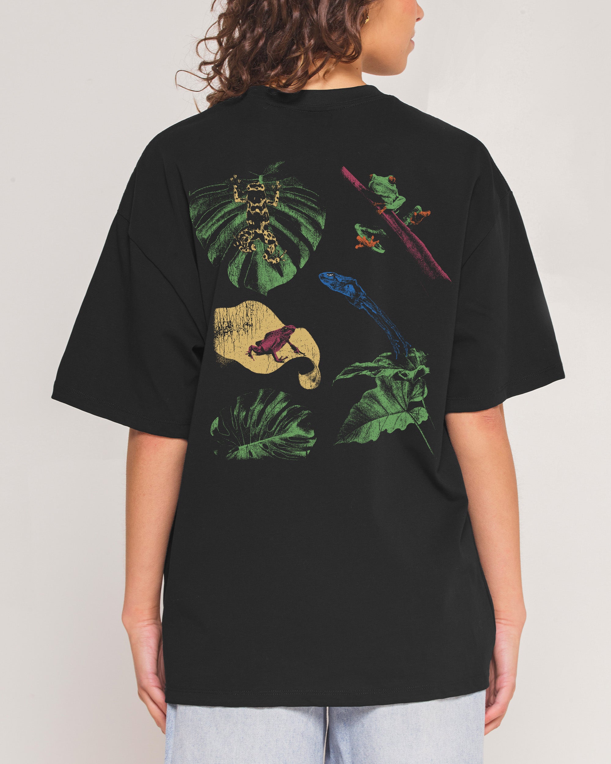 Man I Love Frogs Jungle Edition Black Oversized Tee