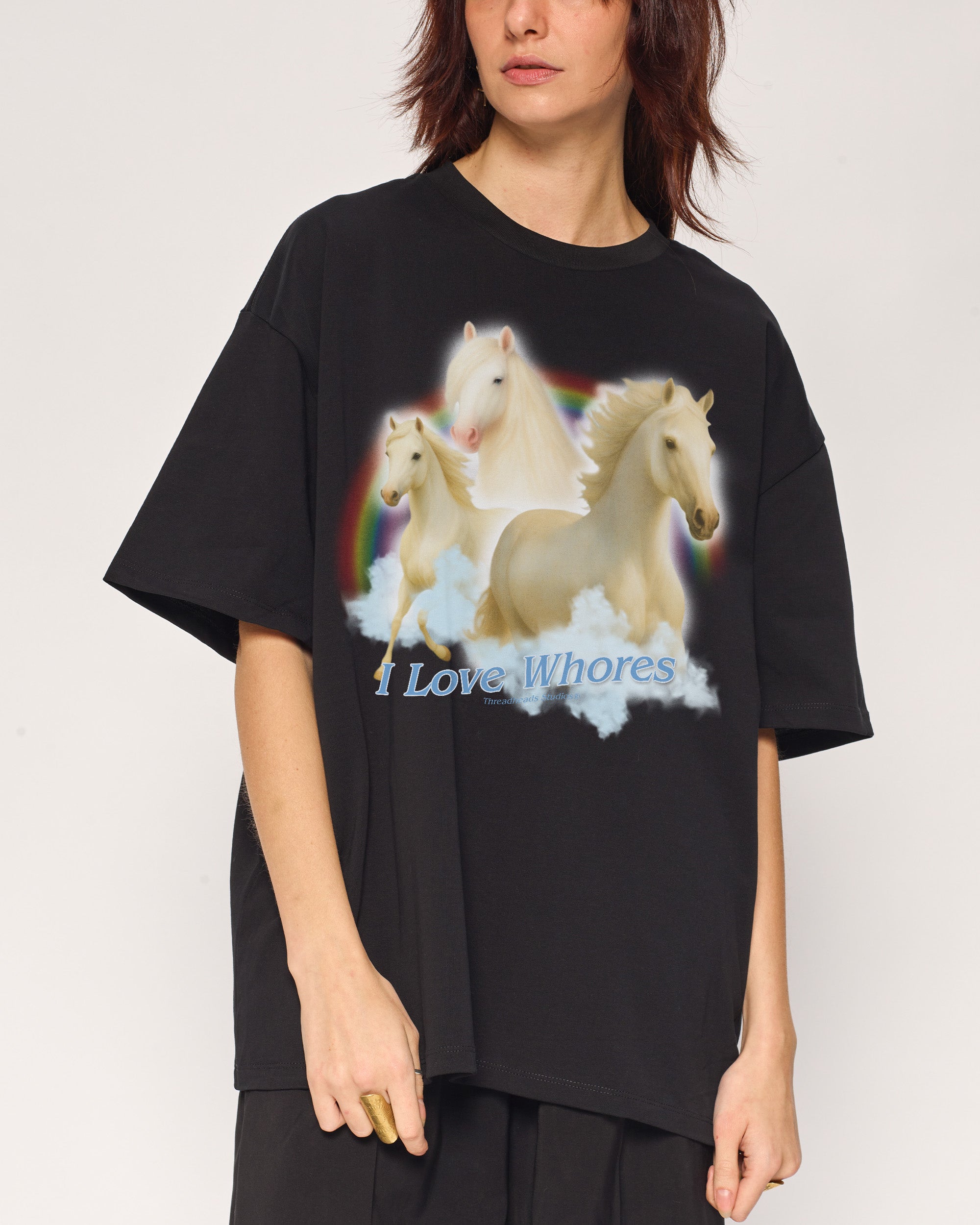 I Love Whores Black Oversized Tee