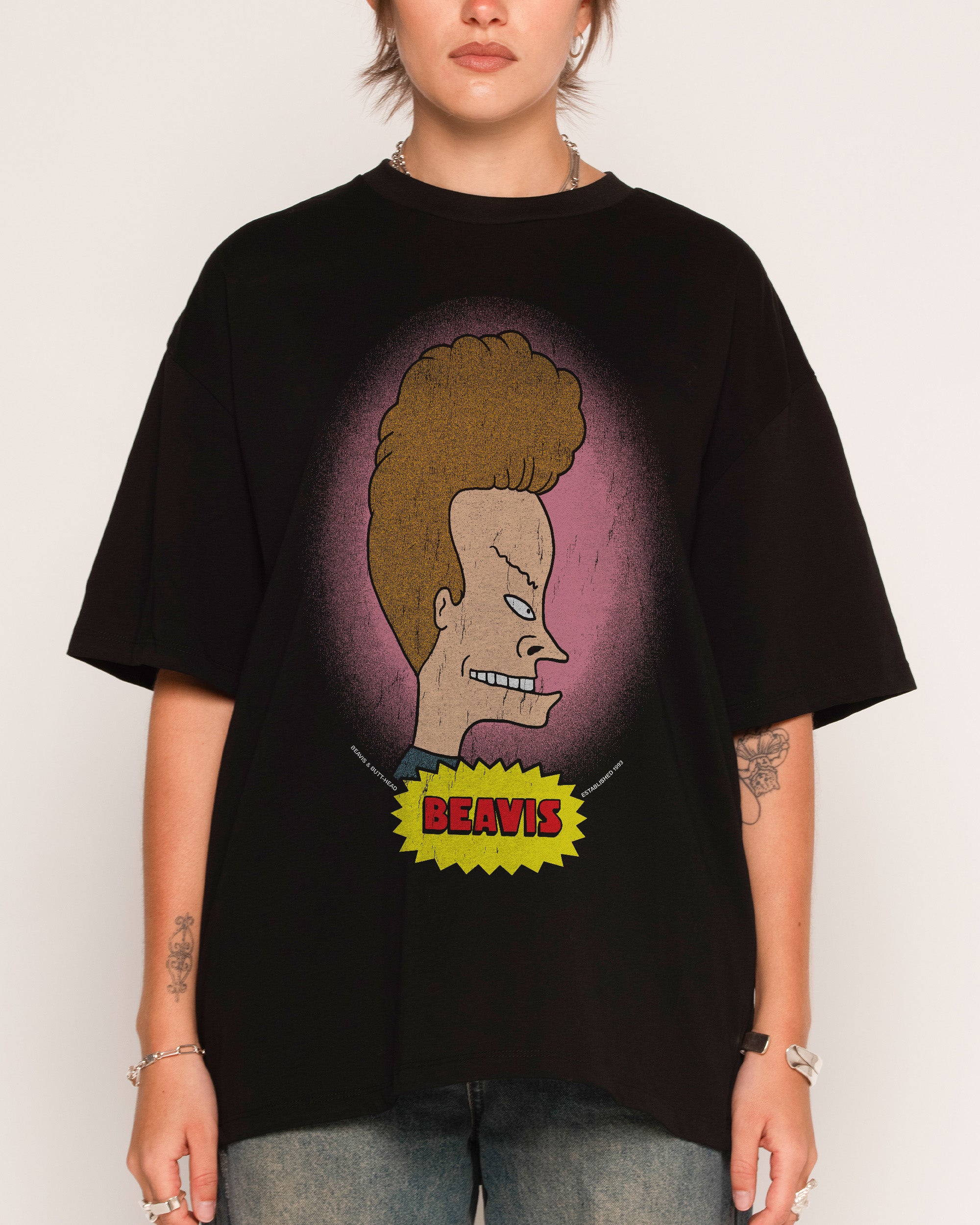 Face Off Black Oversized Tee