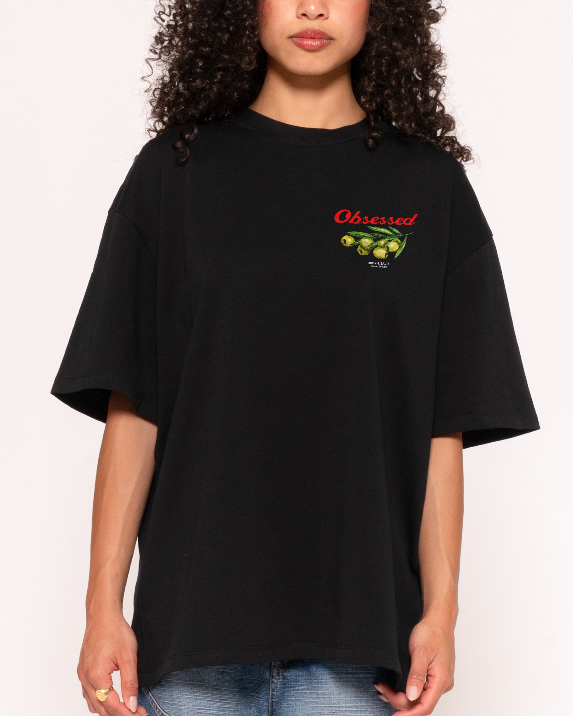 Obsessed Olives Black Oversized Tee