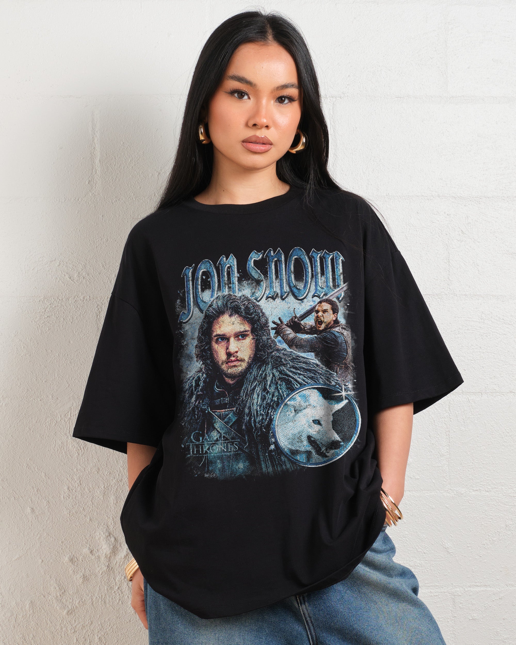 Vintage Jon Snow Oversized Tee Australia Online Black