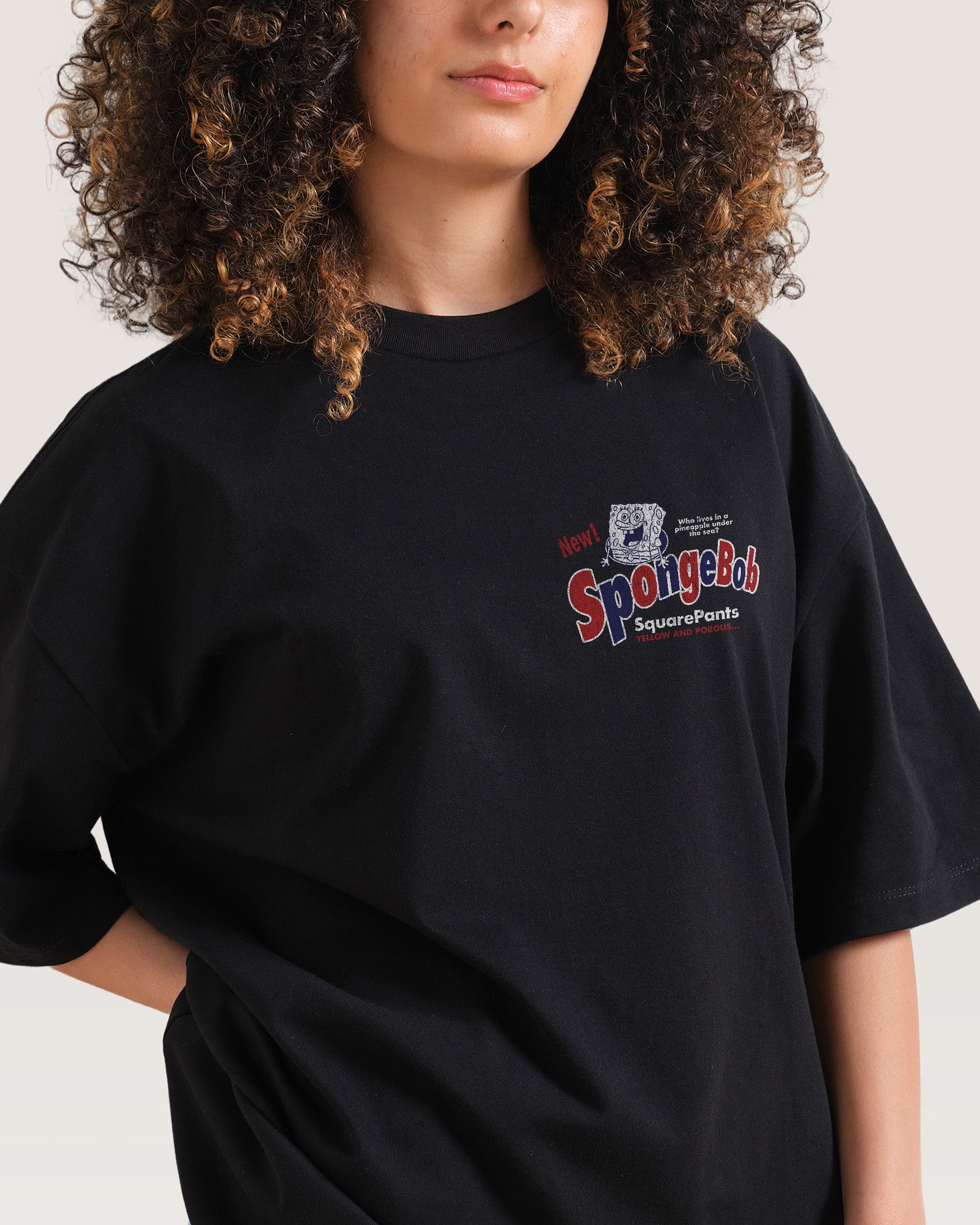 Spongebob Bob Black Oversized Tee