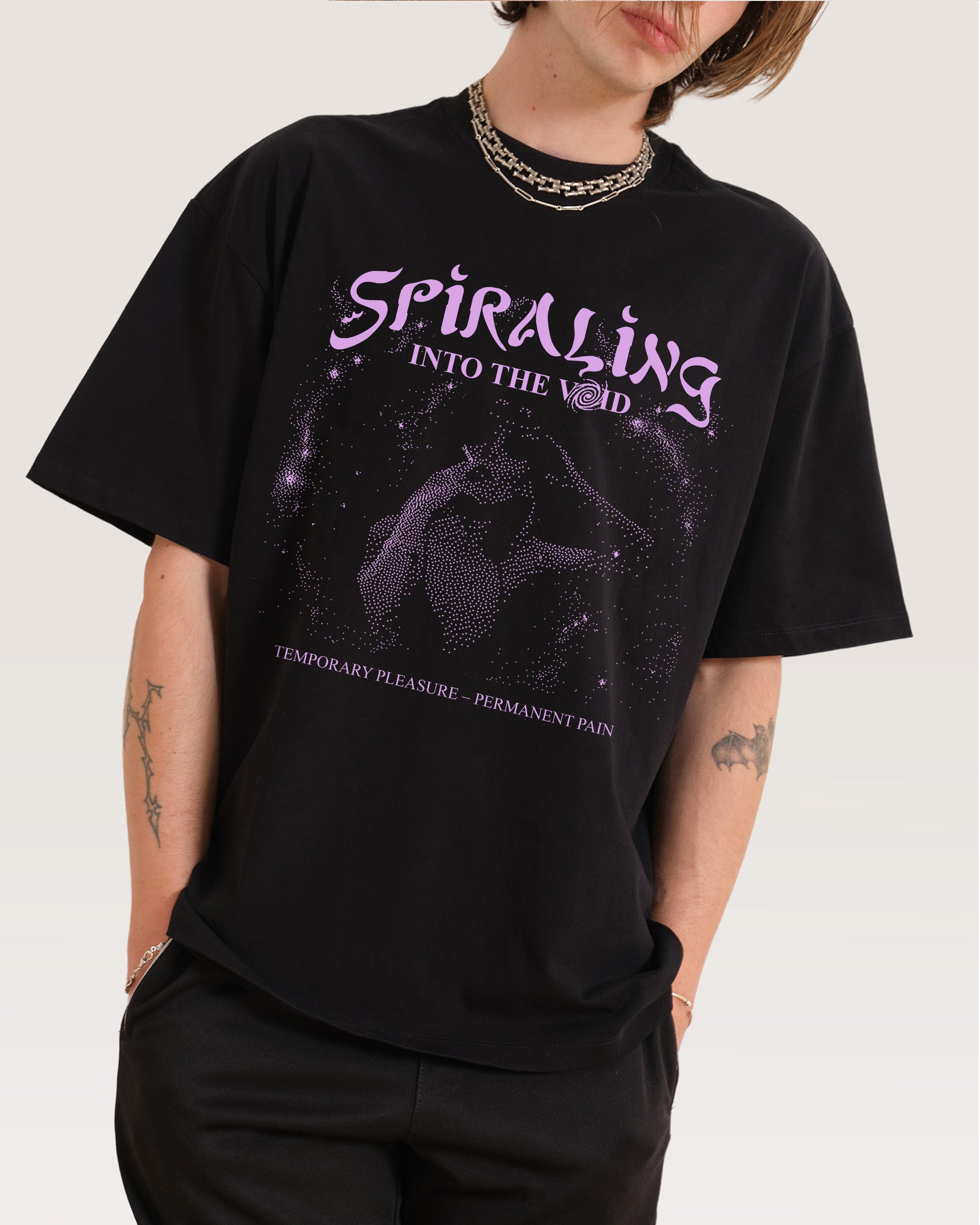 Spiralling Into the Void Black Oversized Tee
