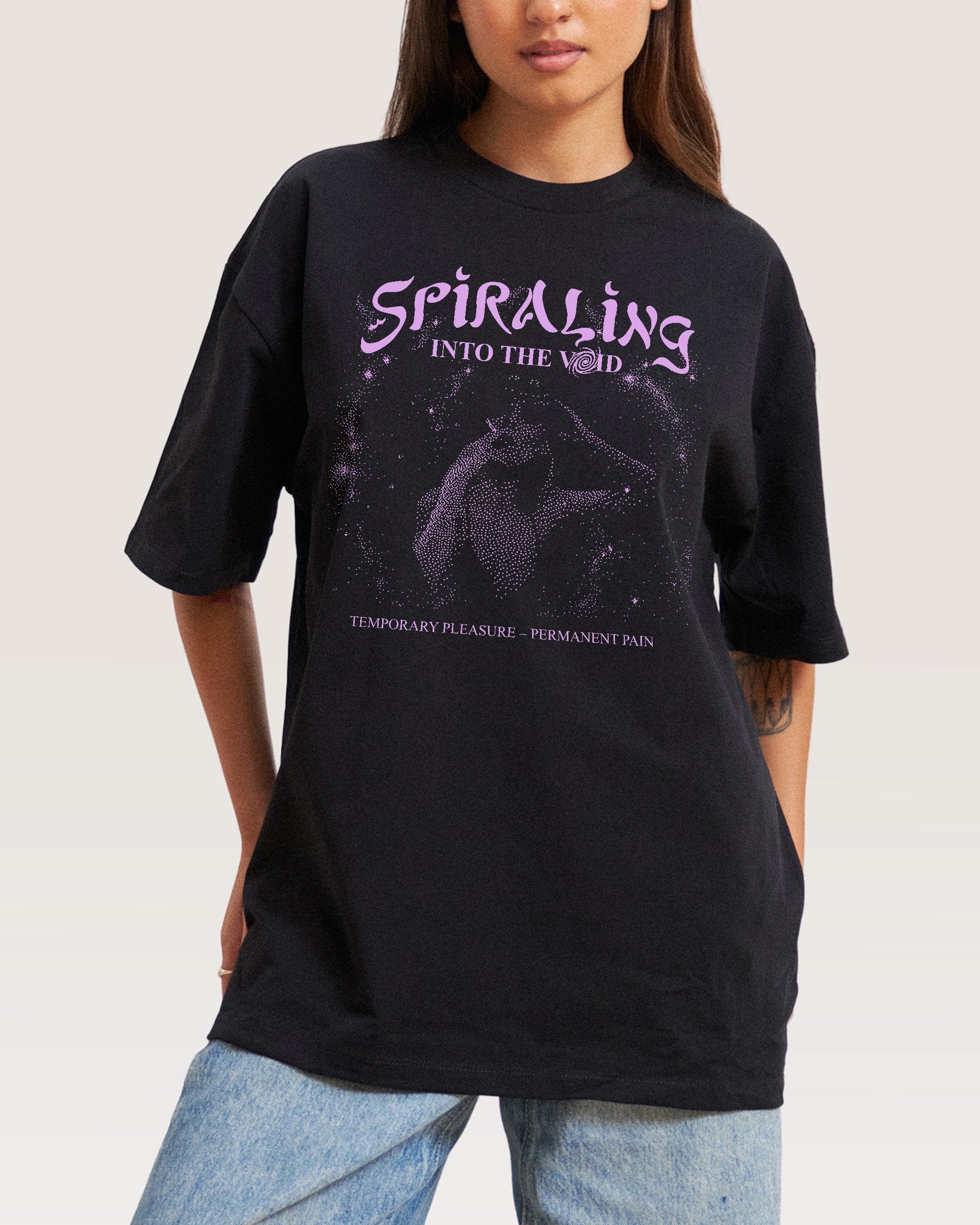 Spiralling Into the Void Black Oversized Tee