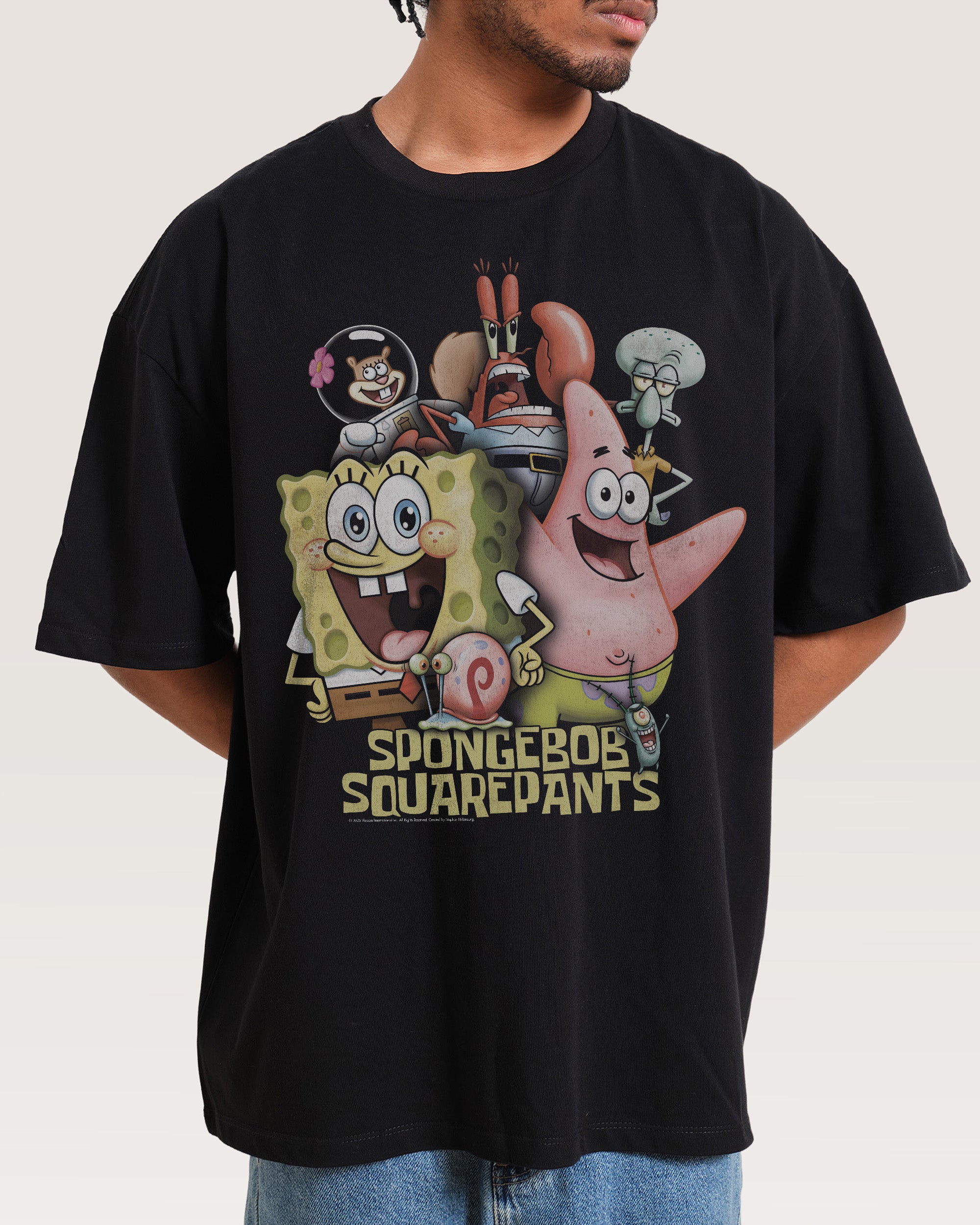 Bikini Bottom Crew Black Oversized Tee