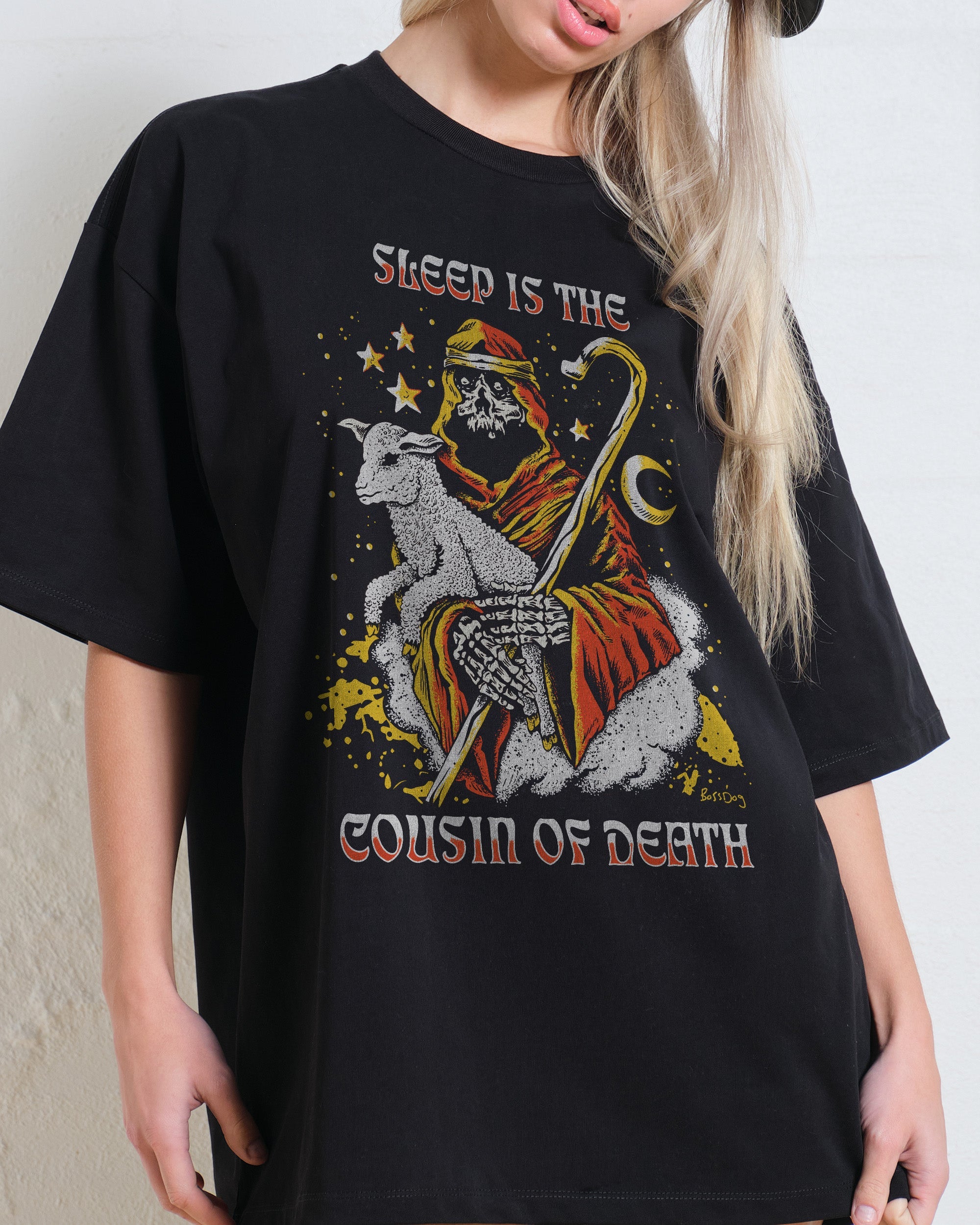 Sleep Is The Cousin Of Death Oversized Tee Australia Online Black